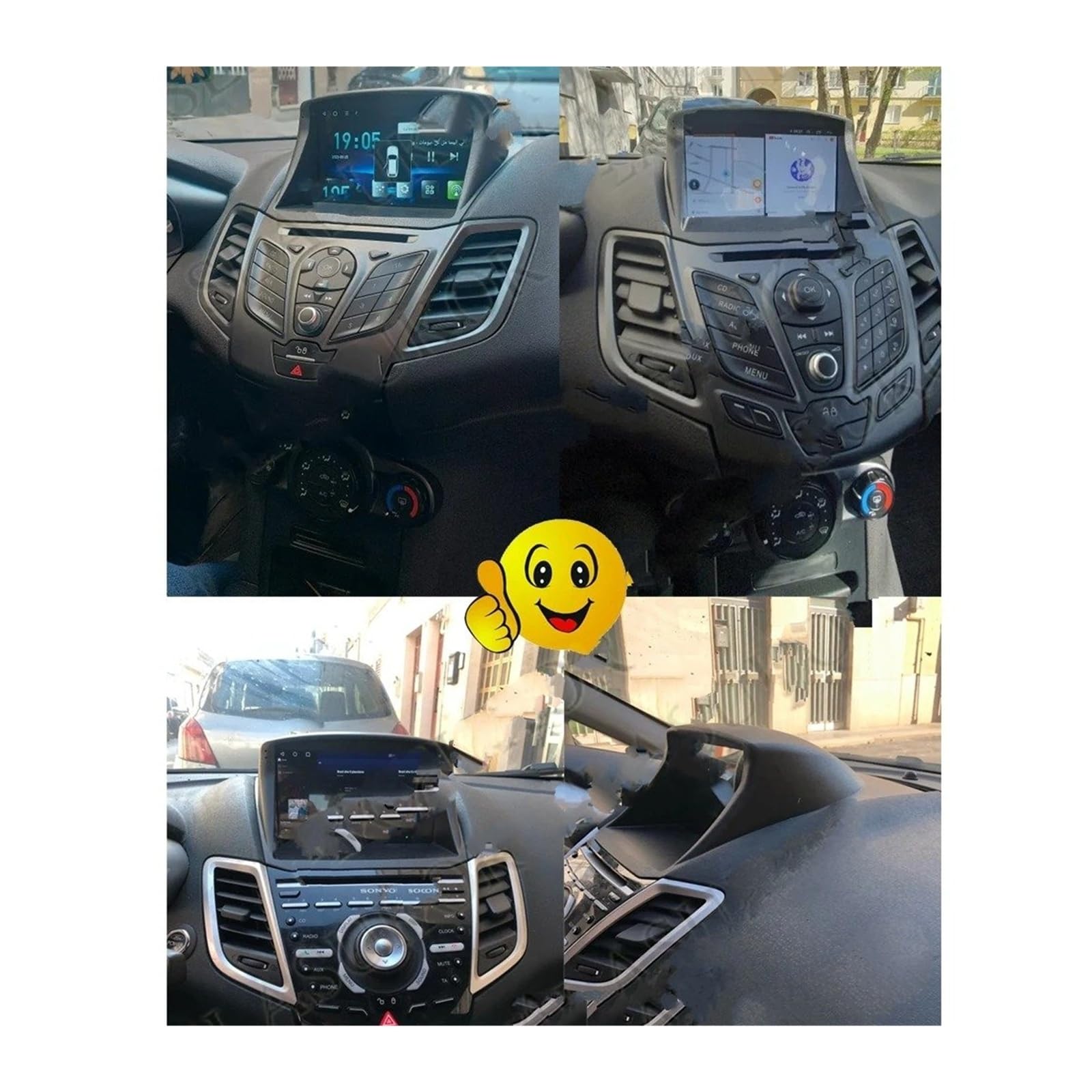Mascherina Autoradio Cornice Stereo 9 Pollici Autoradio Fascia Pannello Manica Filo Telaio Cruscotto per Ford per Fiesta 2008 2009 2010 2011 2012 2013 2014 2015 2016 2017 2018
