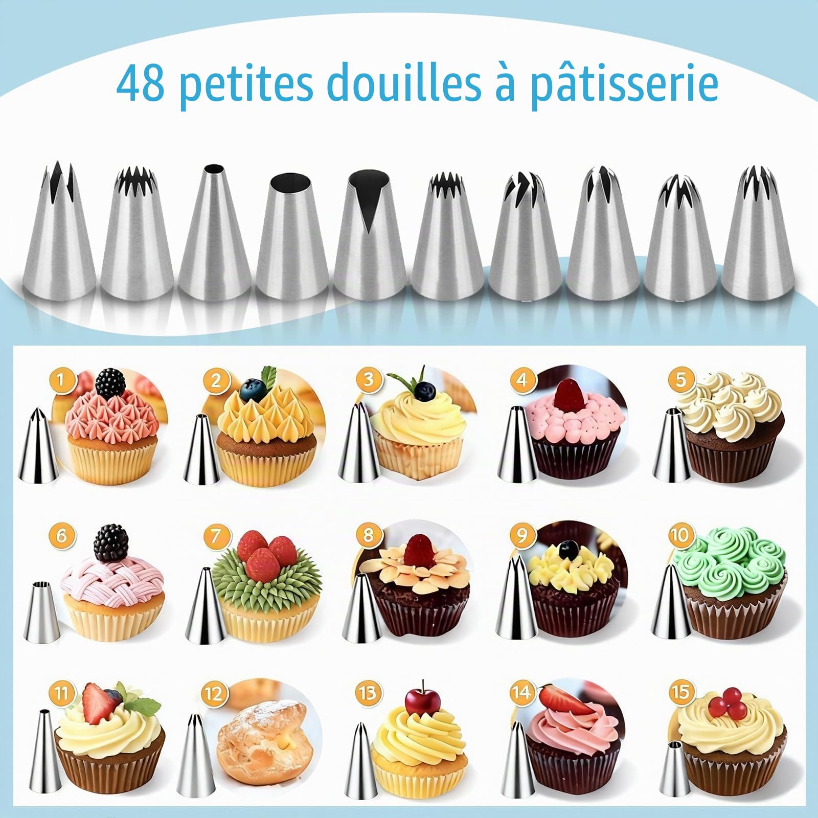 Set d'Accessoires à Pâtisserie, 196 Pièces – Plateaux Tournants, Douilles, Sacs à Pâtisserie, Supports à Gâteau – Kit Pâtisserie Complet pour Débutants et Professionnels
