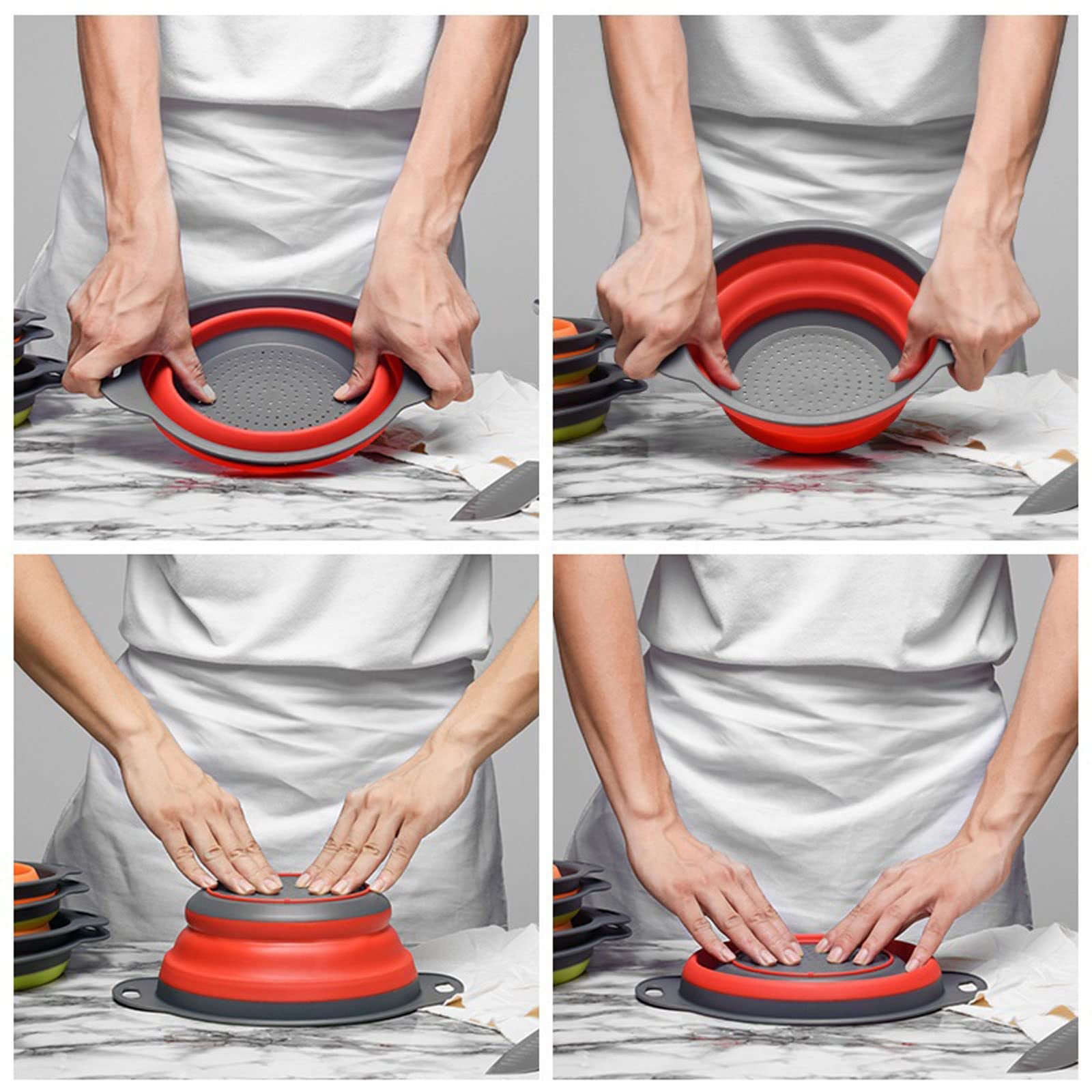 Cesta coladora plegable para fregadero, cesta de drenaje para frutas, verduras, escurridor plegable con asa, herramientas de almacenamiento de cocina (verde)