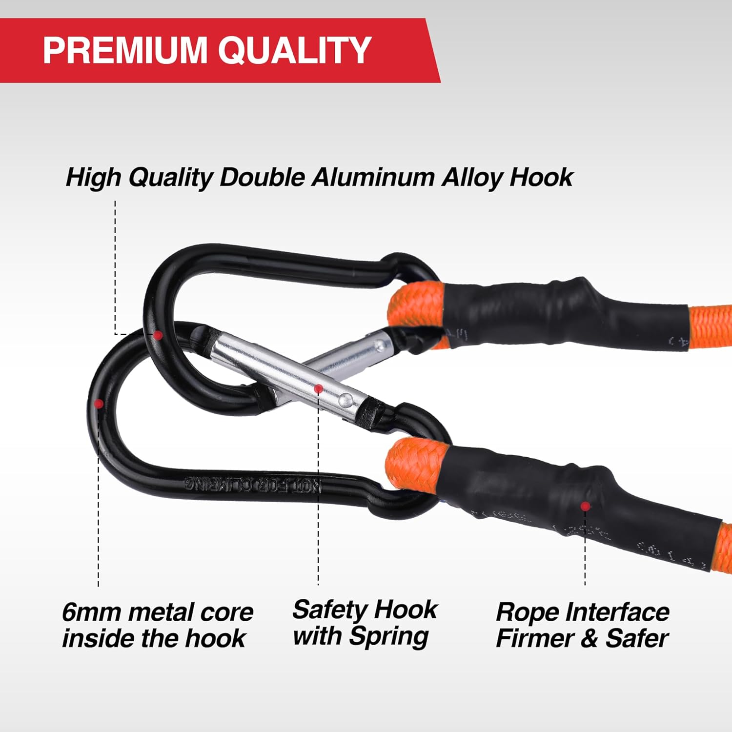 WORKPRO 24 Inch Bungee Cords with Hooks, 4 Pack Superior Rubber Heavy Duty Bungee Straps Strong Elastic Rope for Outdoor Tent, Luggage Rack, Camping, Cargo, RV, Bike, Transporting, Storage, Orange - Image 6