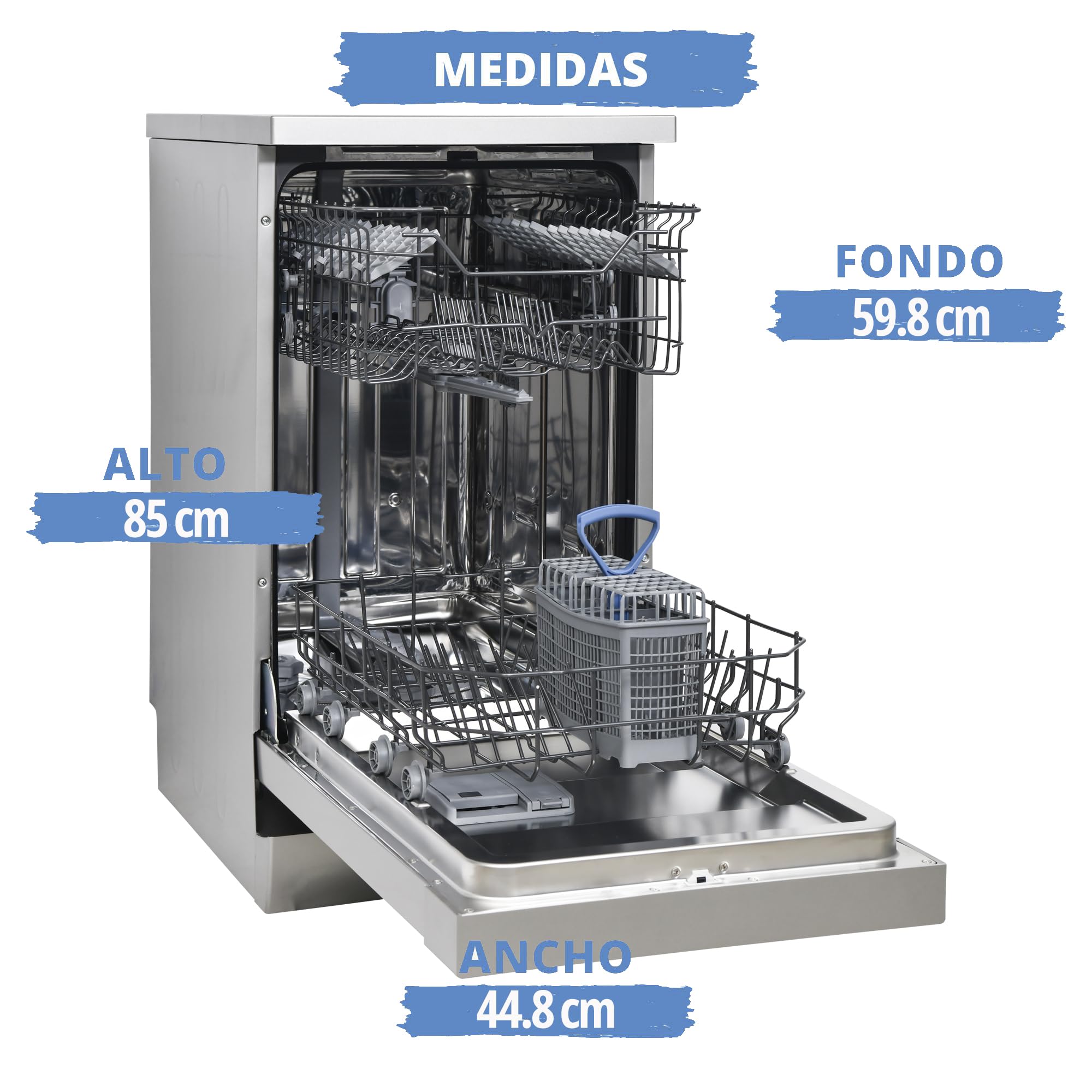 Sauber - Lavavajillas 45 cm Serie 1-DW453X - E - 10 Cubiertos - Inox - Indicadores LED - ENTREGA E INSTALACIÓN INCLUIDA EN DOMICILIO
