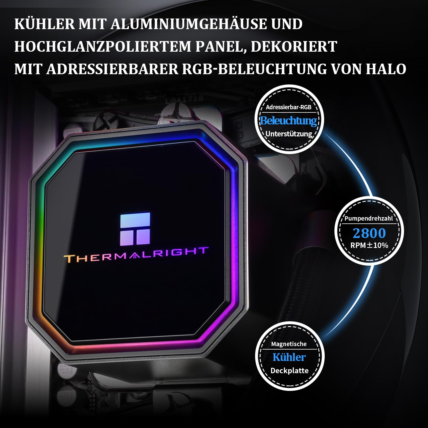 Thermalright Frozen Prism 360 Black Flüssig-CPU-Wasserkühler mit 120mm PWM-Lüfter,360 Black Cold Row Spezifikation, integrierter Wasserkühlkörper für AM4/AM5,Intel LGA1700/1851/1150/1151/1200 | CPU Flüssigkeitskühler mit 120mm PWM Lüfter für AM4/AM5,Intel