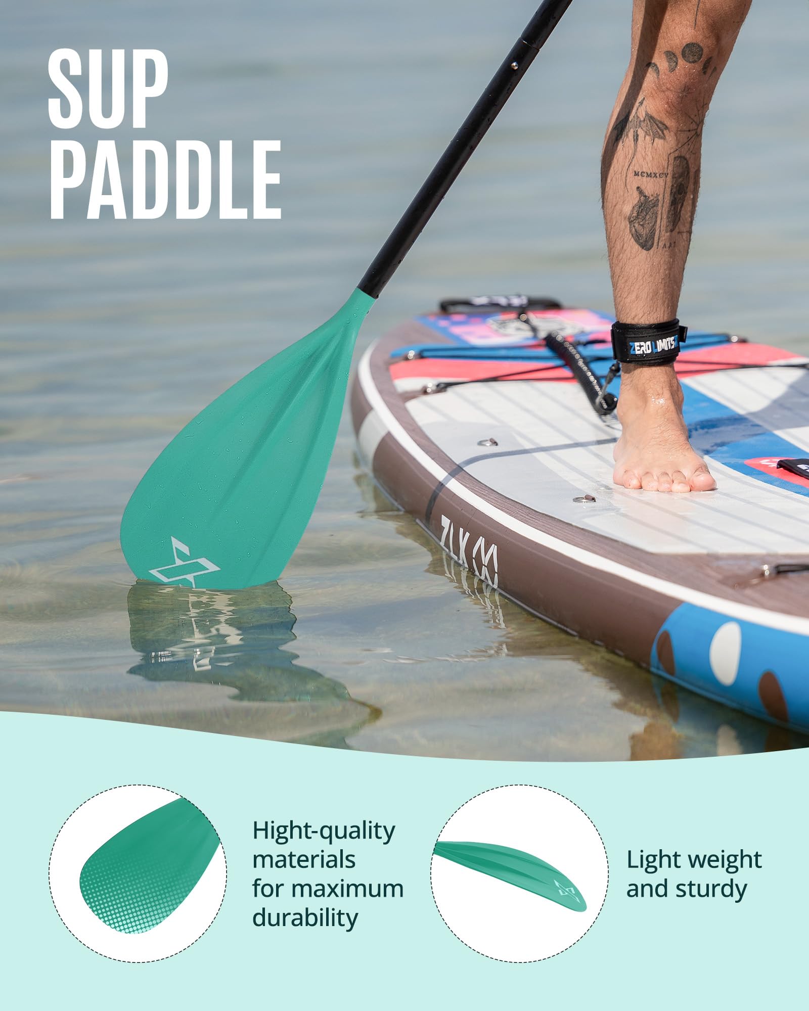 ZLX Wiosło SUP 167-208cm, 3 lub 4 odłączalne części, regulowane wiosło do stand-up paddleboardingu z włóknem szklanym, idealne do surfingu i rekreacji wodnej, wiosło kajakowe, akcesoria do stand-up