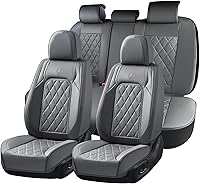 Vista 16 de Coverado Fundas de Asientos Delanteros, Funda de Asiento de Cuero Sintético de Lujo Impermeable, Protector de Asiento de Coche Beige, Funda