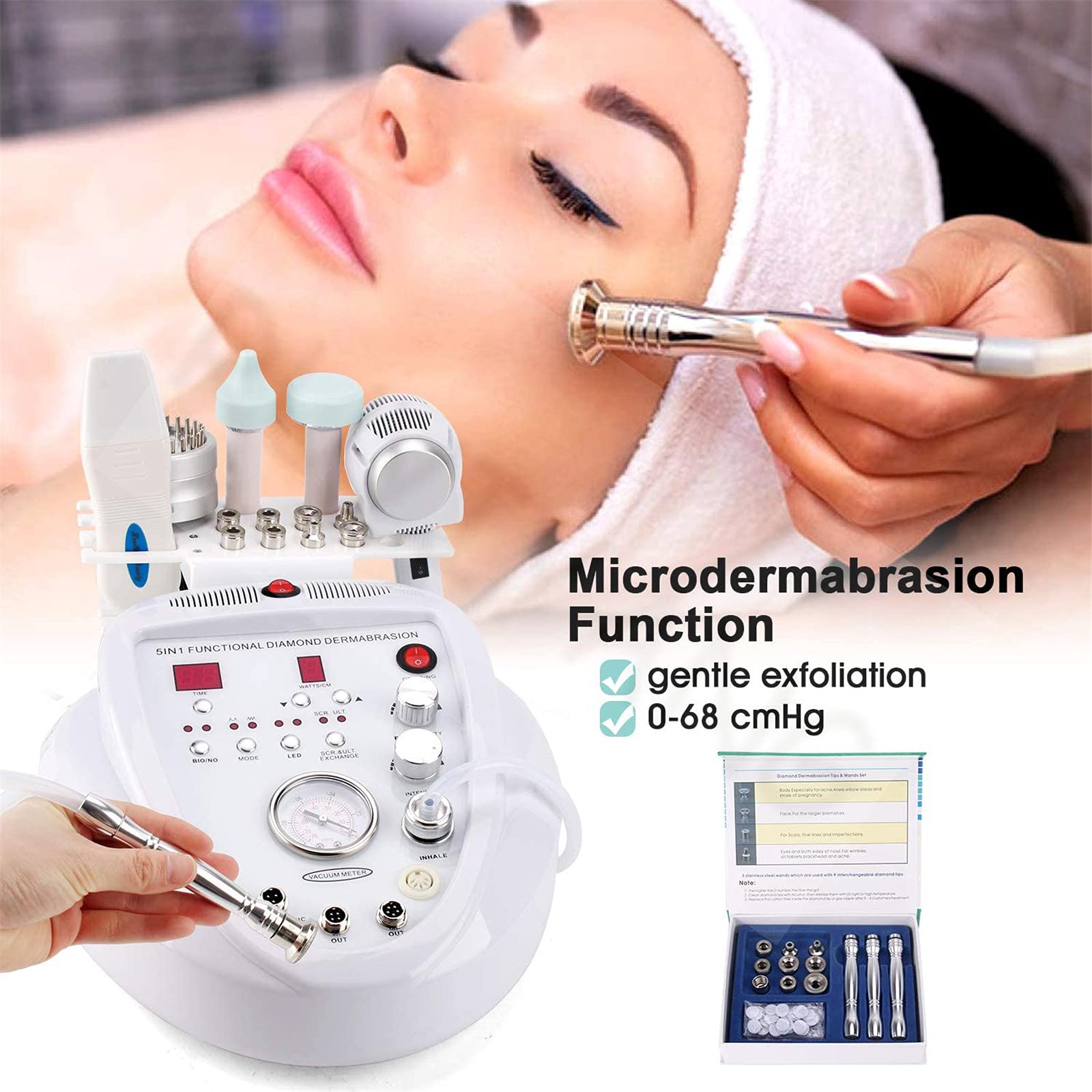 5 En 1 Machine De Microdermabrasion Diamant Machine De Rajeunissement De Peau Nettoyage Facia Équipement De Salon De Beauté Pour Le Visage Pour Nti-Âge Pour Enlèvement De Rides