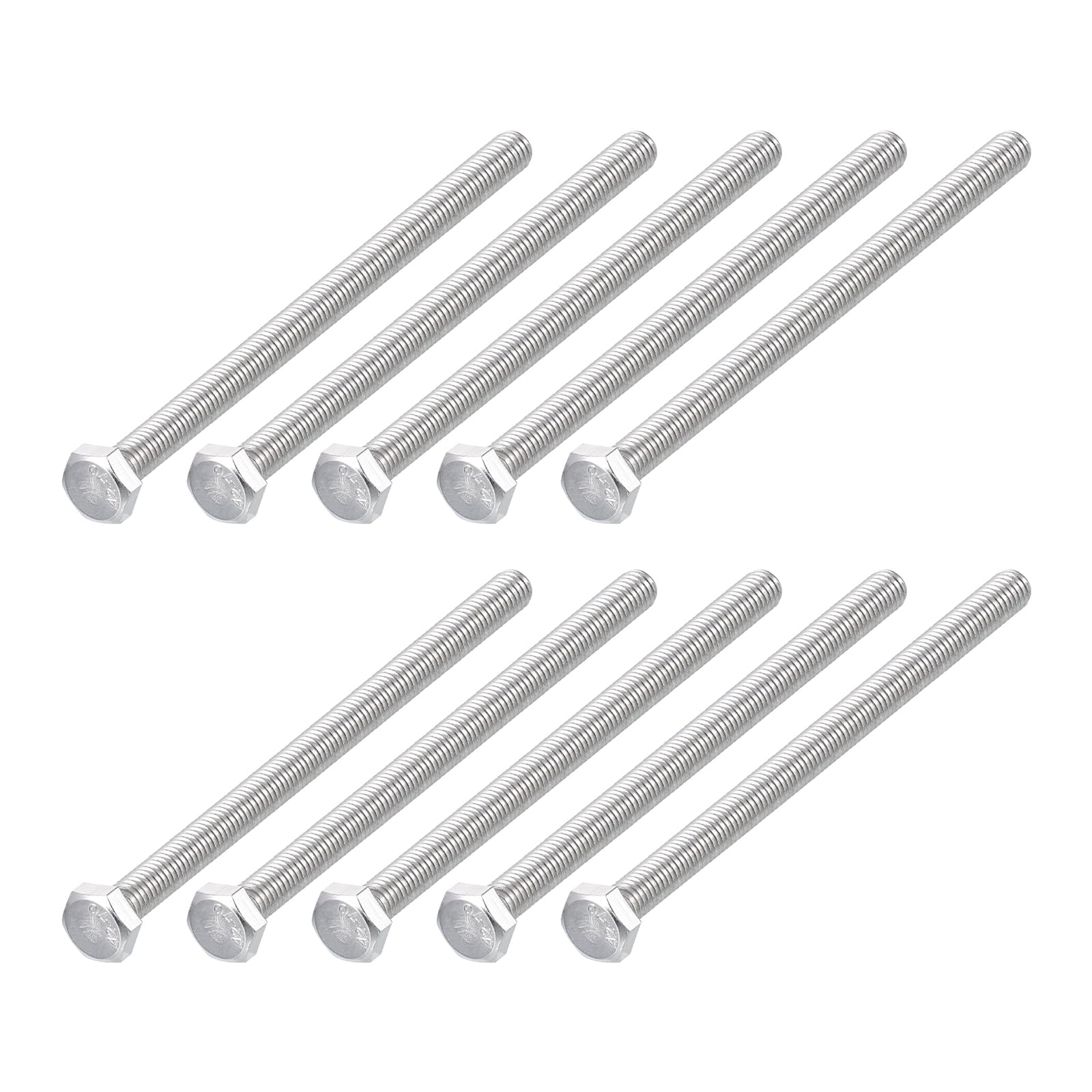 METALLIXITY Hex Bolts (M6-1x100mm) 10Pcs, 304 Stainless Steel Coarse Fully Threaded Hex Head Screw Bolt Machine Screws
