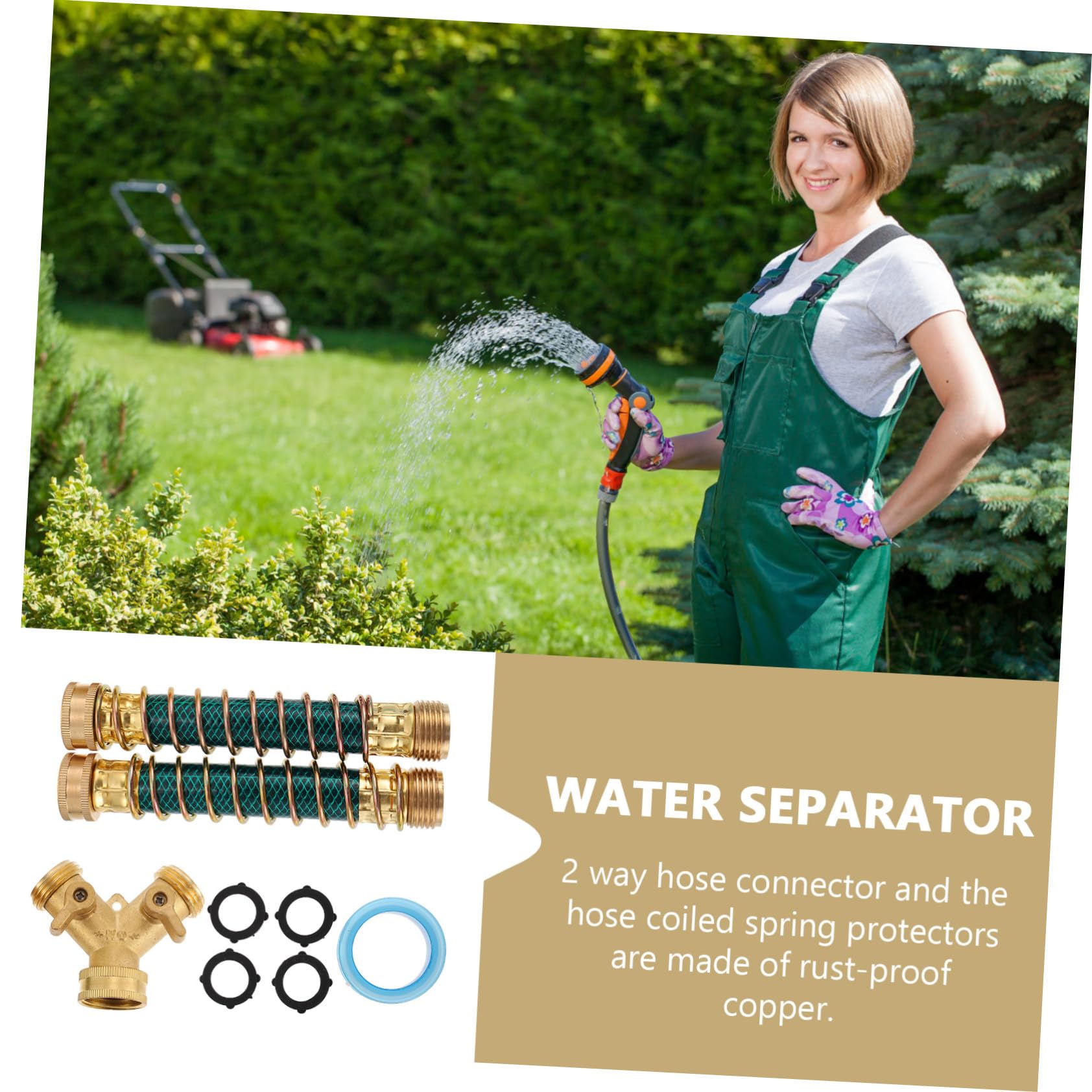 GANAZONO Raccord Cuivre Y pour Tuyau Arrosage Jardin Répartiteur Voies Protection Torsion avec Ressort Connecteur pour Lavage Arrosage et Animaux