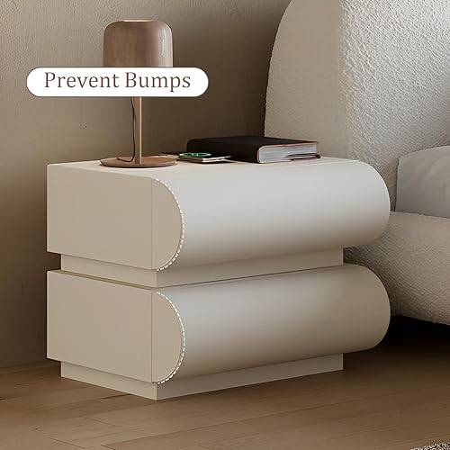 Miniatura 7 de HIMAmonkey Mesita de noche con 2 cajones, mesita de noche con cuero de microfibra, mesita de noche de moda para dormitorio, no requiere montaje