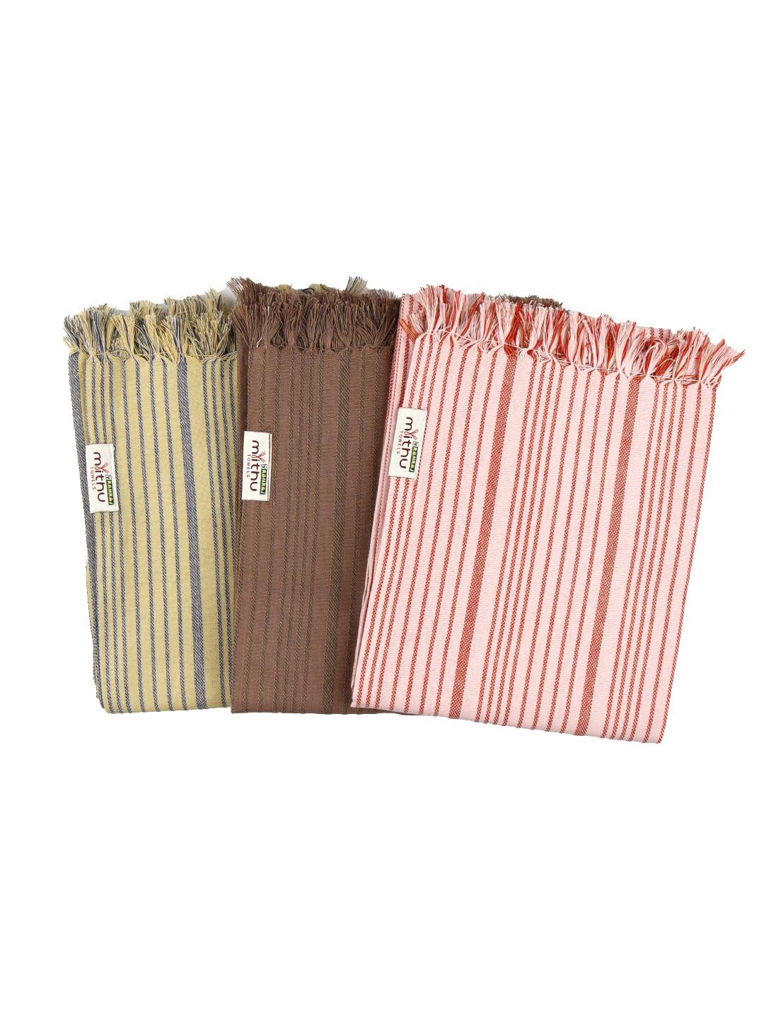 Ramraj 3 Pieces Striped Pure Cotton 150GSM Bath Towels(Multicolor-OS)-image-27