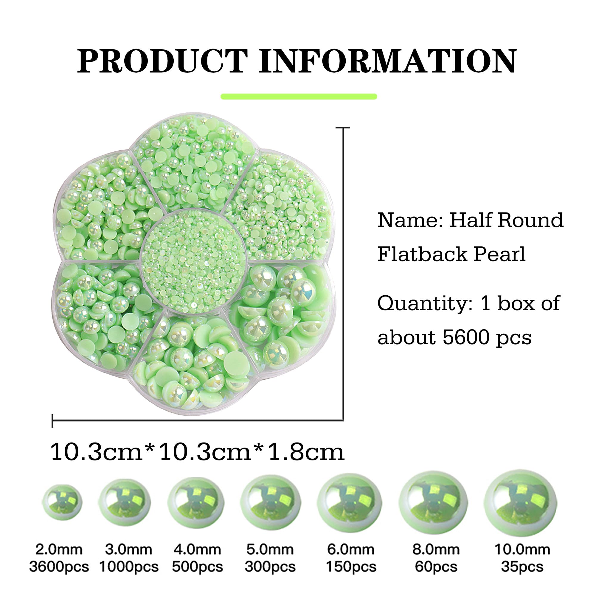 5600PCS Half Round Pearls - 7 Size Flatback Pearl Beads For Crafts & Nail Art