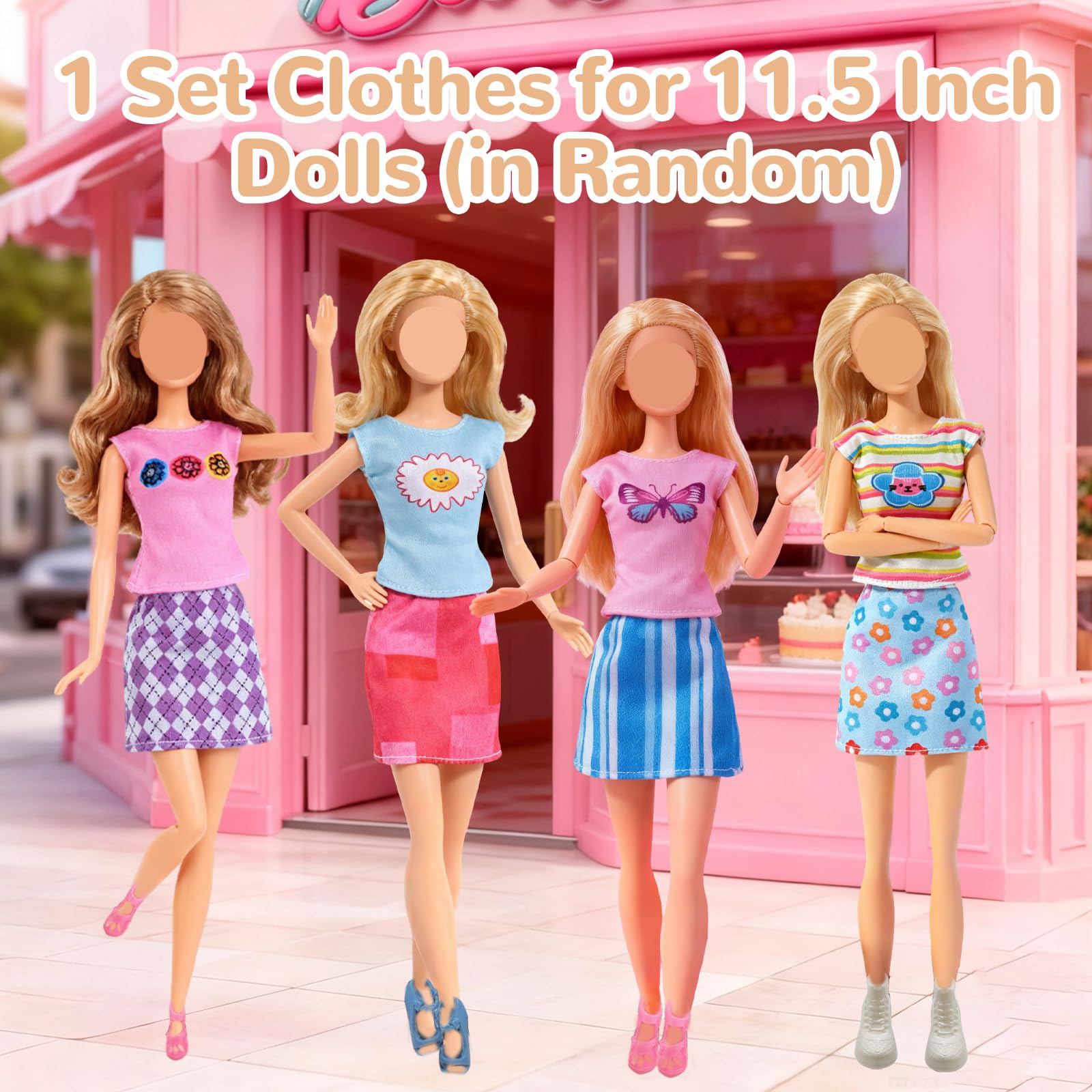 20Pcs Doll Clothes Accessories Set for 11.5 Inch Doll,Fashion Doll Outfit with Hoodie plaid skirt Plush Coat Cropped Top Trousers Sets Printed T-shirts Bag 6 Shoes for Girls & Doll Collector - Image 3