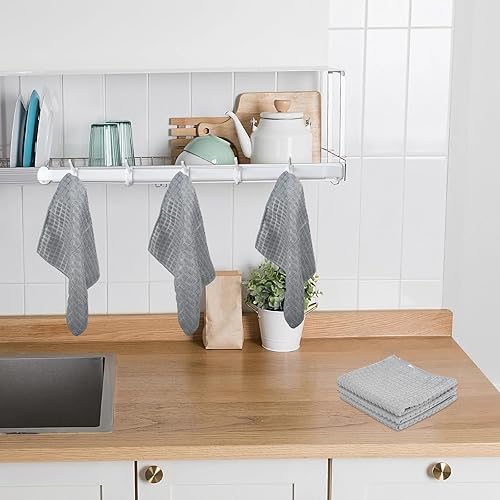 Miniatura 6 de Airensky Juego de toallas de cocina y paños de cocina (paquete de 6), trapos suaves y duraderos, 12 x 12 pulgadas, 3 gris oscuro, 3 gris claro