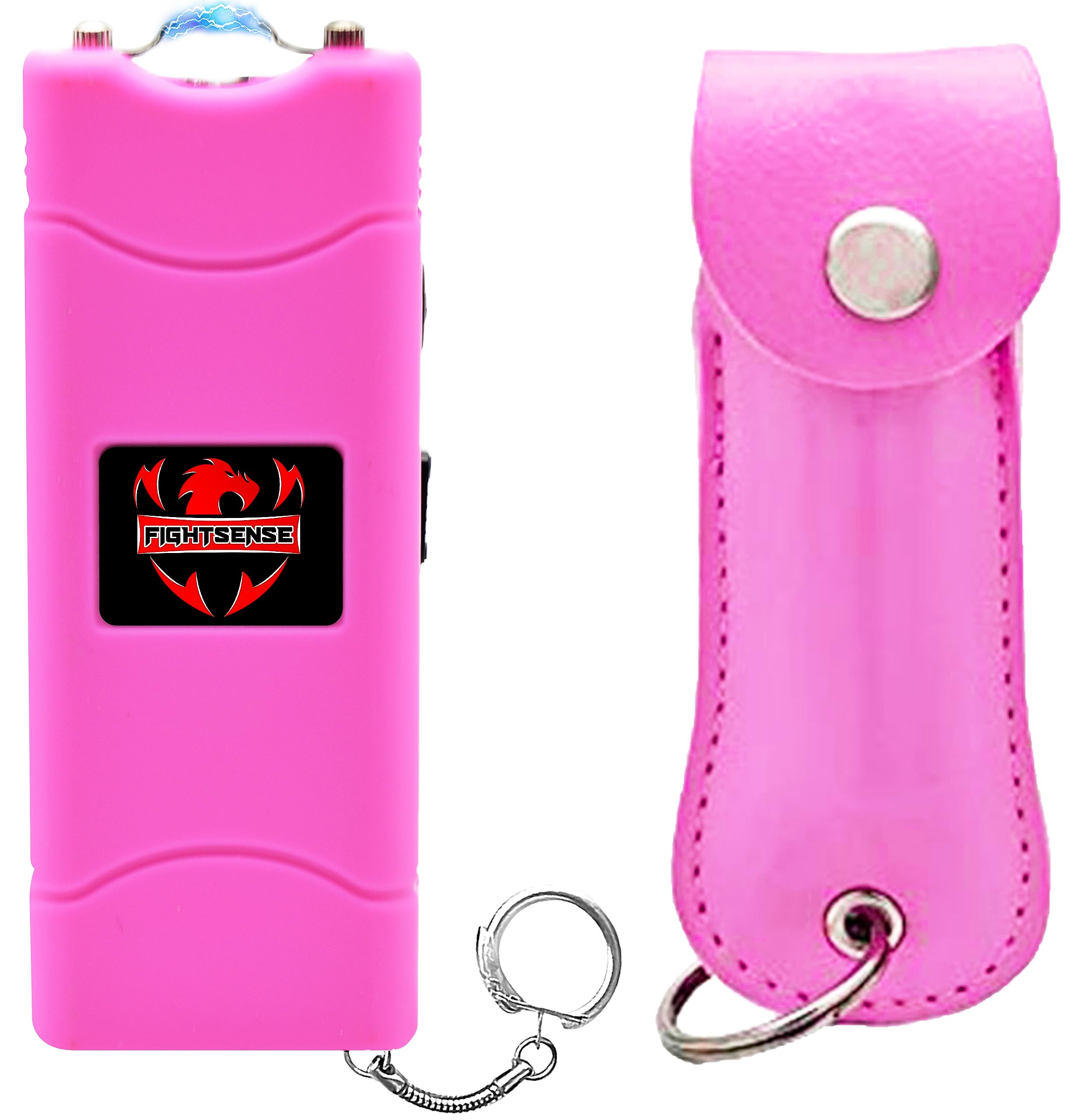 Mini Stun Gun Keychain & Pepper Spray Combo Pack for Self Defense Kit - Extremely Powerful Stun Gun Flashlight for Women