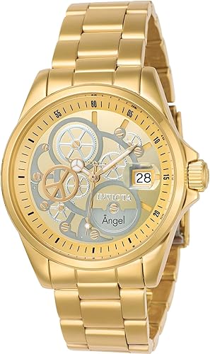Invicta 23568 Angel Reloj de cuarzo dorado con pantalla analógica para mujer, plateado, Reloj de cuarzo
