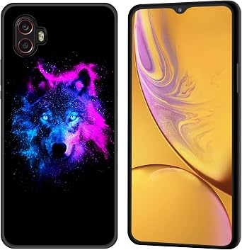 for Galaxy XCover6 Pro Case,Premium Soft Silicone Rubber Anti-Scratch Shockproof Full-Body Protective Bumper Case Cover for Samsung Galaxy XCover6 Pro, Neon Galaxy Wolf Head
