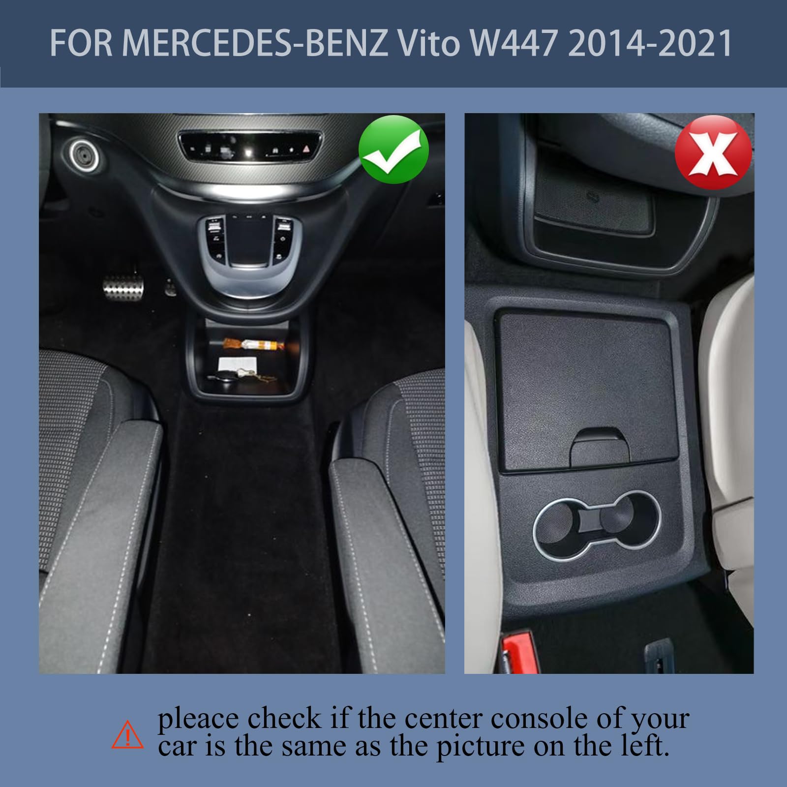 Vito - Bracciolo per auto, con ricarica wireless, per Benz Vito W447 2014-2025 (01, nero)