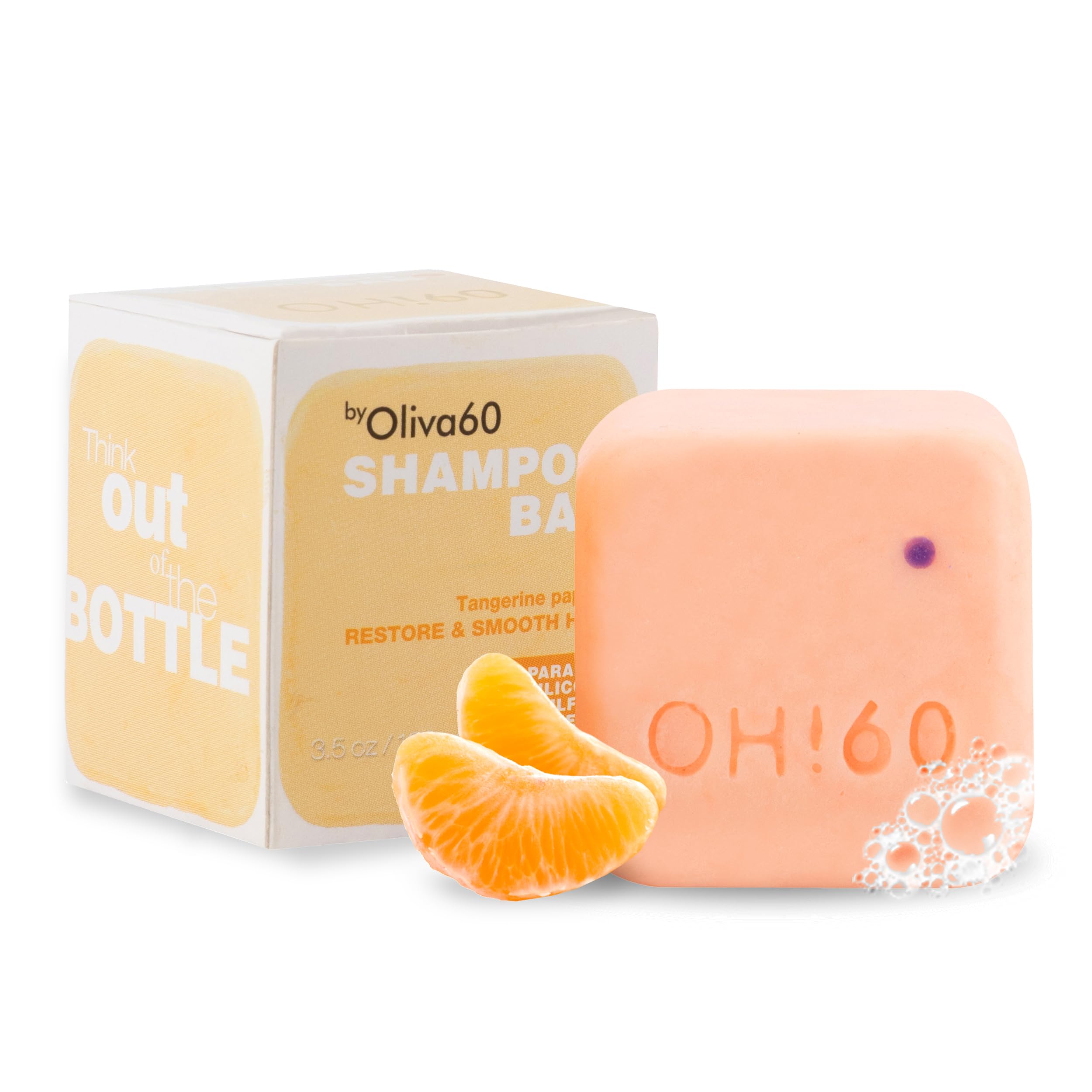 Shampoo Bar Tangerine Papaya | Olive, Argan & Macadamia Oil | Hair Care - Sulfate Free | Natural Hair Care | 3.5 oz | Hydrating & Nourishing | Extra