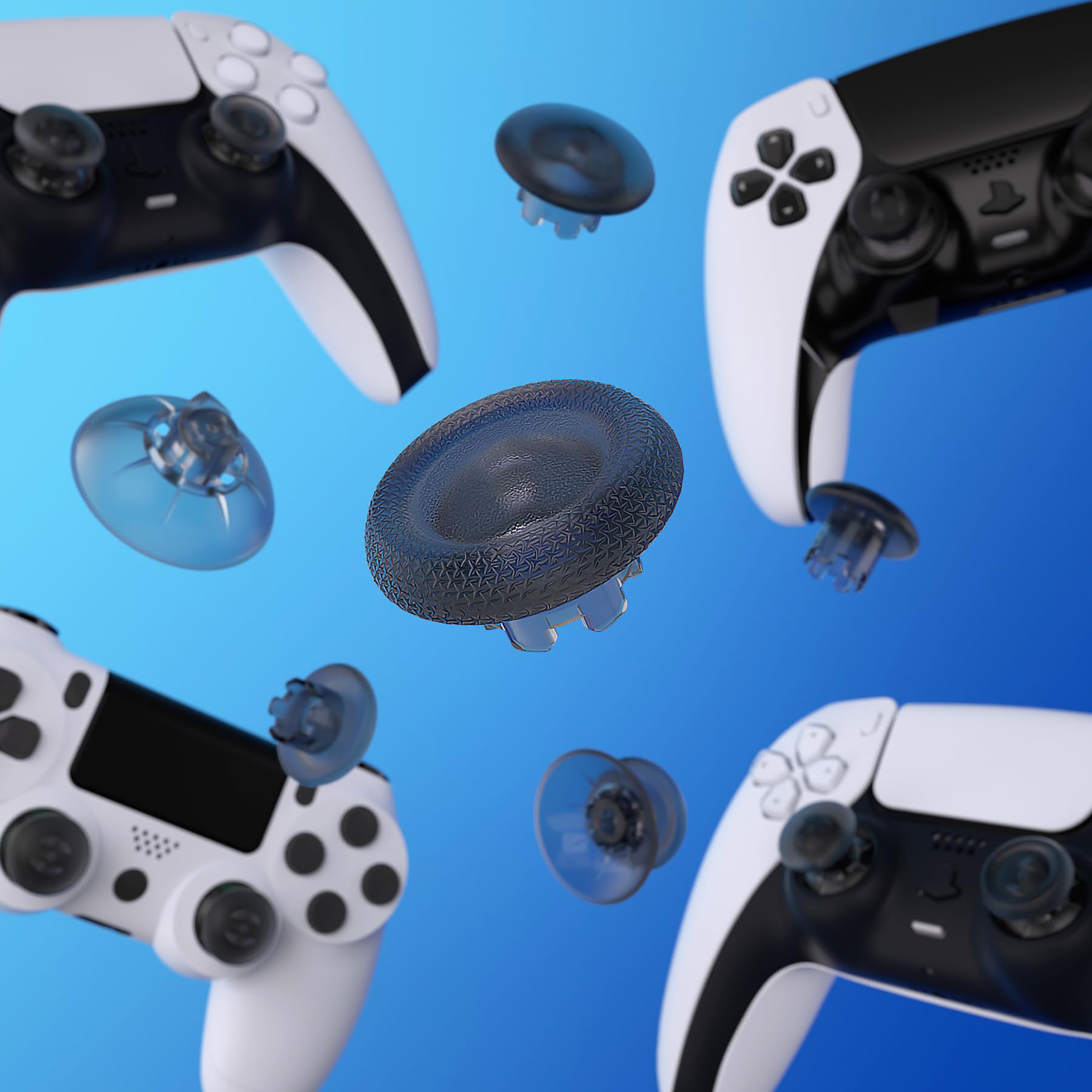 eXtremeRate EDGE Styl Thumbsticks do kontrolerów ps5 & ps4, Niestandardowe Wymienne Drążki Analogowe Dołączone Joysticki do Kontrolerów ps5 - Jasne Czarny