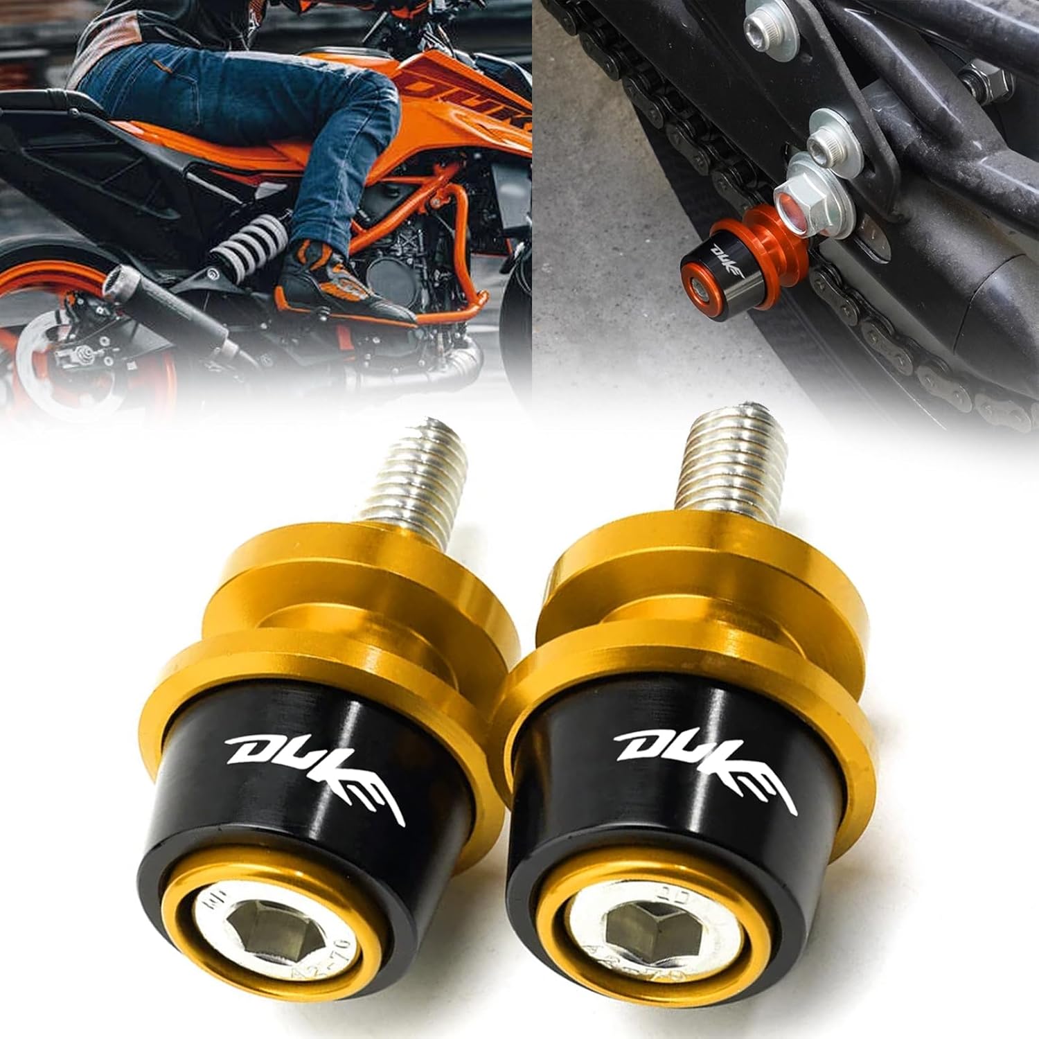 FOR DUKE390/250/790/890 2024 CNC Aluminum Alloy 10MM Swingarm Spools Slider Stand Screw duke390/250/790/890 2018-2024 Motorcycle Accessories (Gold)