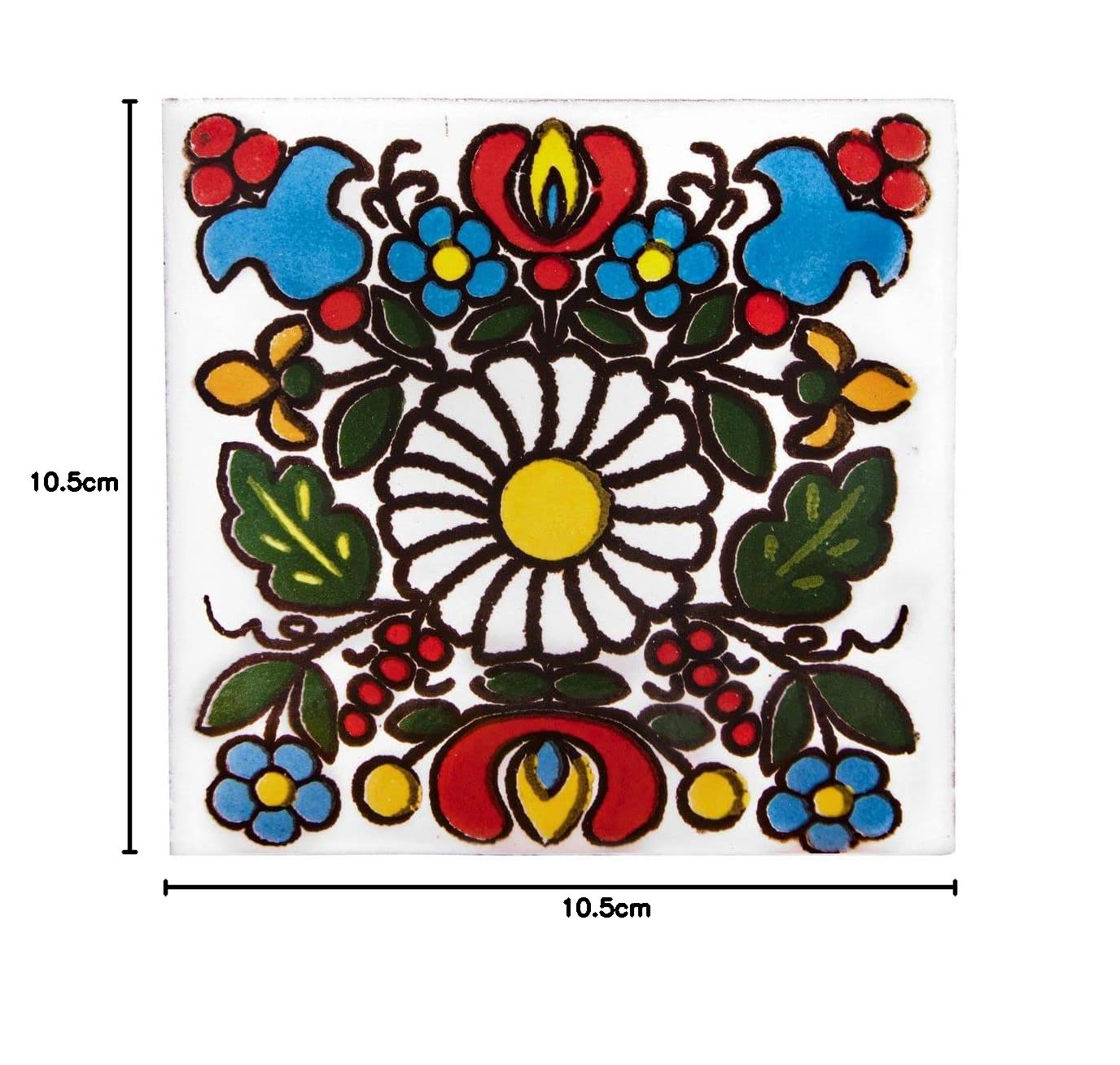 Cerames azulejos de mosaico Talavera Kociewski - 30 azulejos decorativos de cerámica mexicana para baño, ducha, escaleras, pared posterior de la cocina | azulejos de mexicanos 10,5x10,5 cm