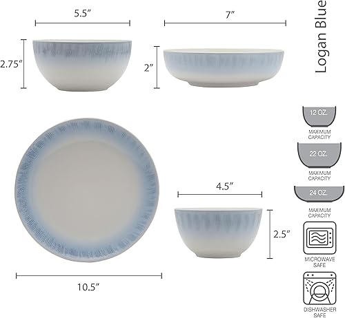 Miniatura 3 de Mikasa Logan - Juego de vajilla azul de 32 piezas, servicio para 8 personas