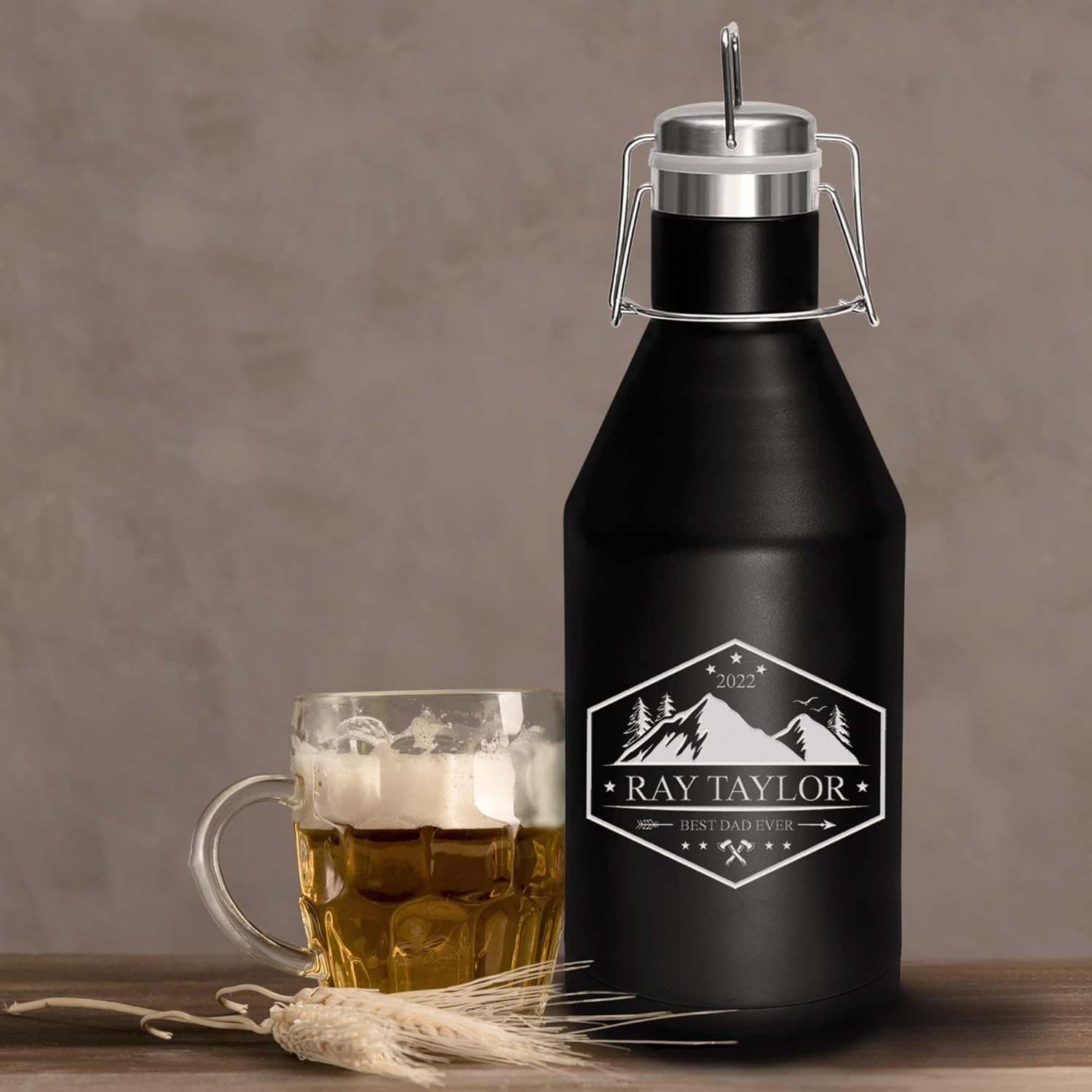 Sofia's Findings Personalized Groomsmen Vacuum Insulated Growler with Swing-Top Lid
