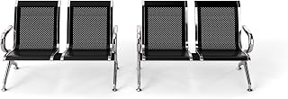 KINTNESS Airport Waiting Chair Reception Bench - Set of 2 Visitor Guest Sofa for for Salon Airport Bank Hospital Market, 2-Seat, Black