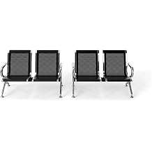 KINTNESS Airport Waiting Chair Reception Bench - Set of 2 Visitor Guest Sofa for for Salon Airport Bank Hospital Market, 2-Seat, Black