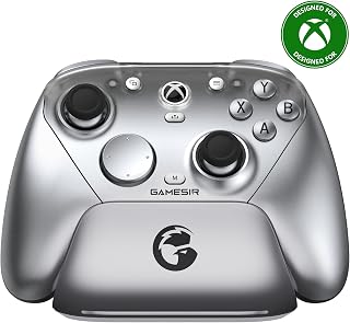 GameSir G7 Pro ゲームコントローラー PC/XBOX/Android 用ゲーミングコントローラー 無線＆有線接続対応 500万回TMRスティック 切り替え式トリガーストップ搭載 1200mAHバッテリー 1000Hz ポーリングレートゲームパッド 充電スタンド付属 マクロ背面ボタン メタリックシルバー