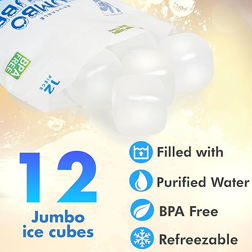 Miniatura 3 de Urban Essentials JUMBO - Cubos de hielo reutilizables  cubitos de hielo cuadrados de plástico transparente de congelación rápida con bolsa