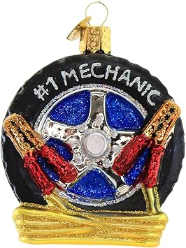 Old World Christmas Auto Mechanic Glass Blown Ornament for Christmas Tree