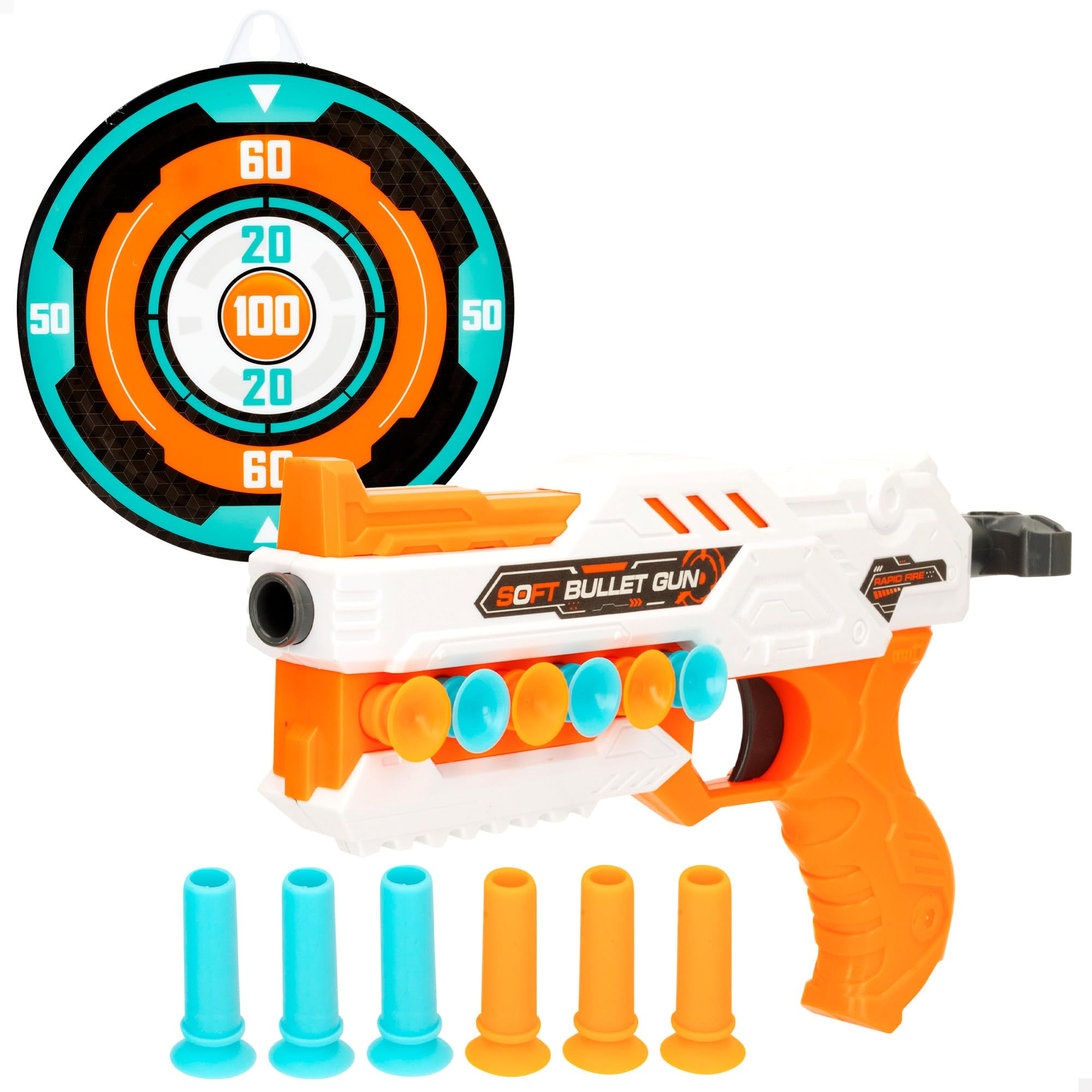 ColorBaby Warriors Pistola A Palline In Gommapiuma - 12 Proiettili Morbidi, Gittata 7,6 M - Gioco All'Aria Aperta Per Bambini +3 Anni - 6