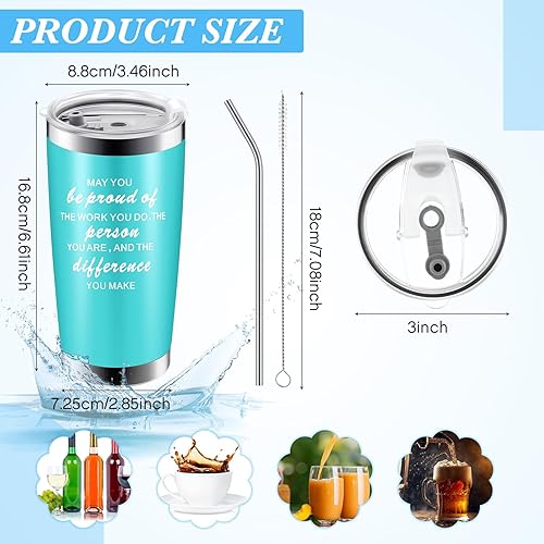 Miniatura 2 de Lallisa 6 vasos motivacionales de 20 onzas, regalos de agradecimiento a los empleados, taza de viaje con aislamiento de acero inoxidable para