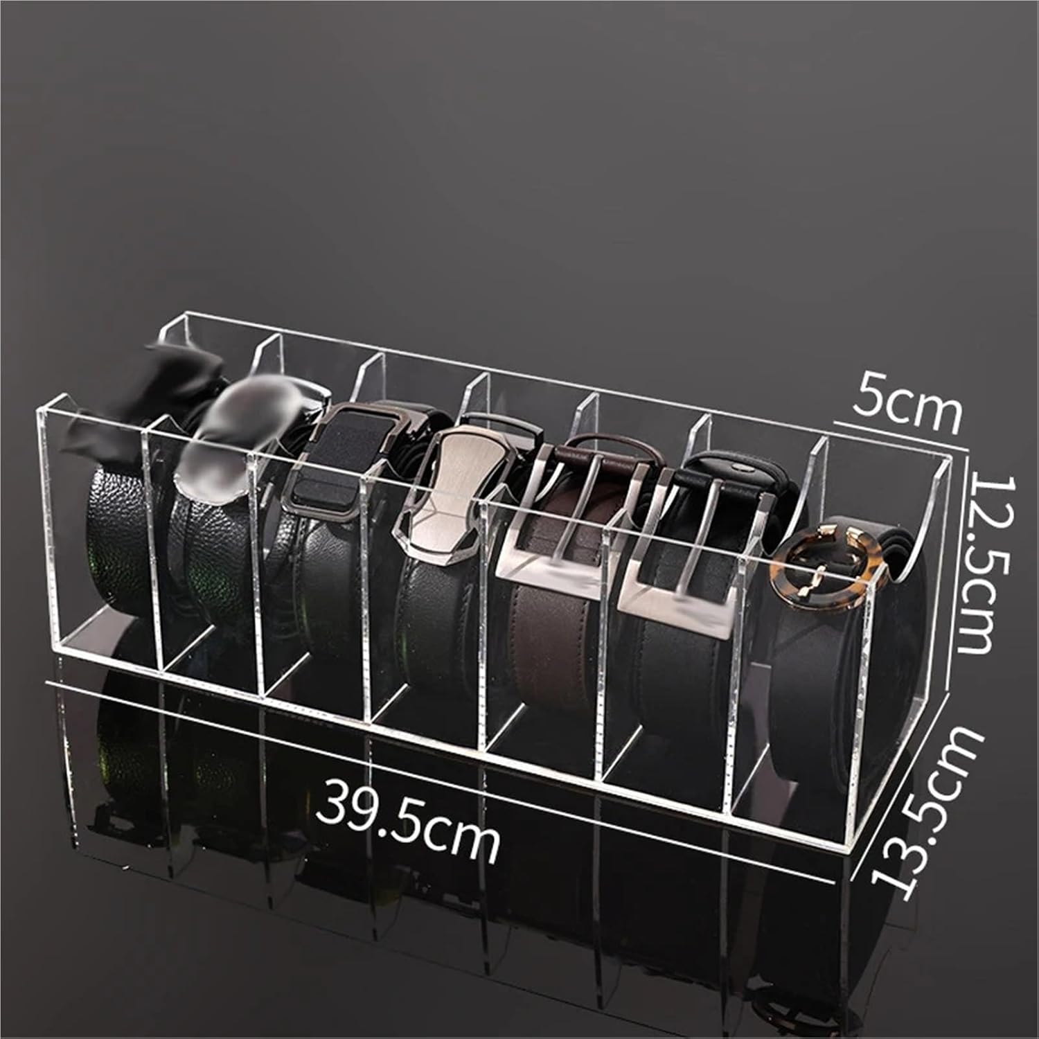 3/5/7 Grid Belt Organizer Storage Holder for Closet Display Case for Tie Bow Rack Box for Belts(Clear-7 Grids)