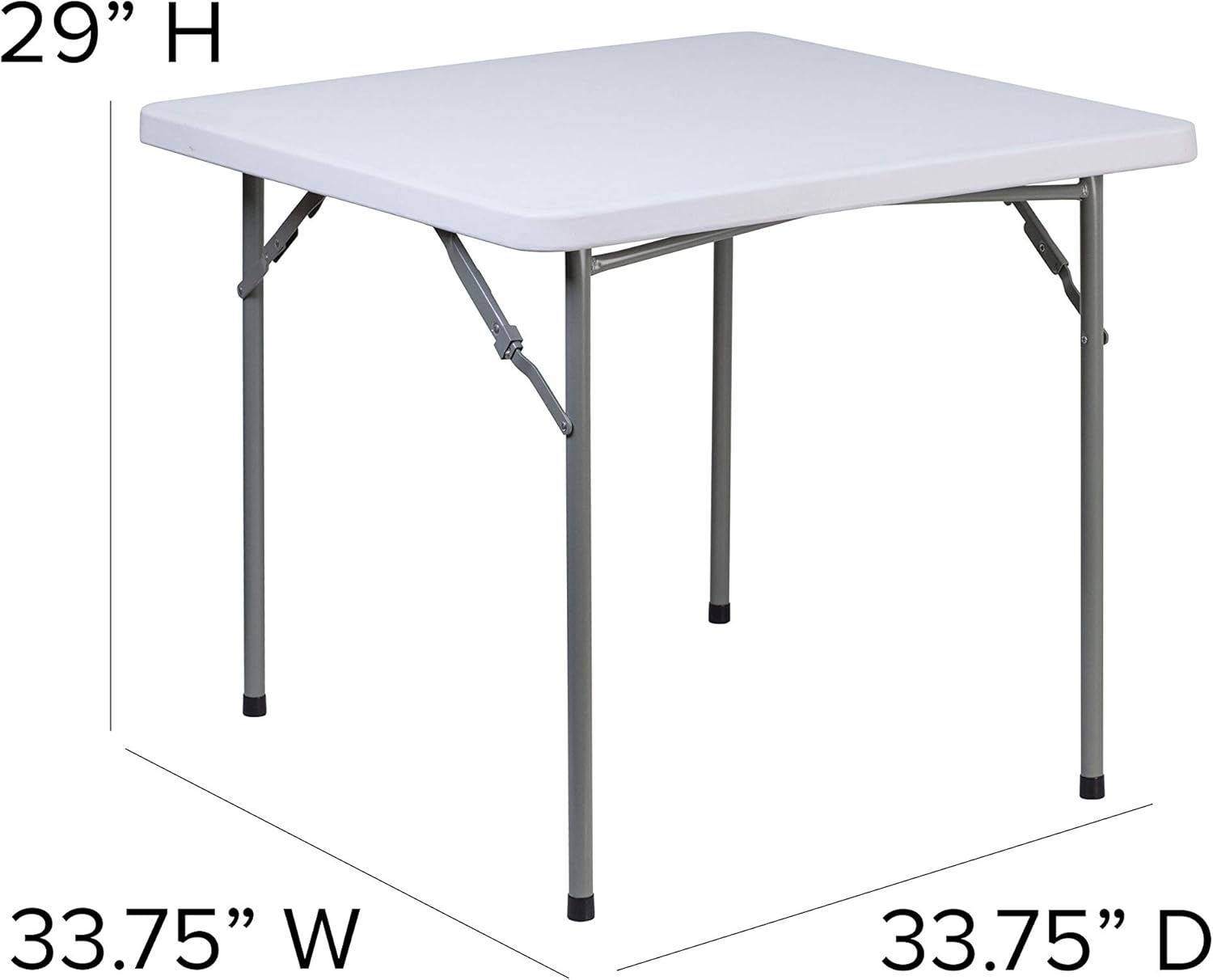 EMMA + OLIVER 2.81-Foot Square Granite White Plastic Folding Table - Card Table/Game Table