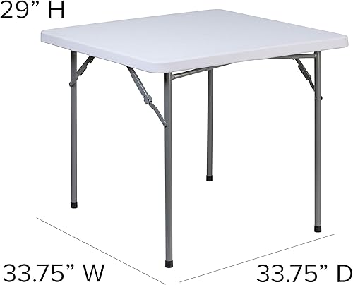 Miniatura 3 de Flash Furniture Kathryn Mesa plegable cuadrada de plástico blanco granito de 2.81 pies con patas de bloqueo recubiertas de polvo
