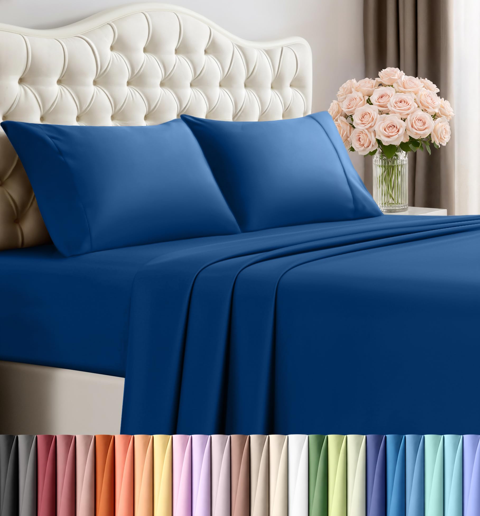Utopia Bedding California King Size Sheet Set – 4 Piece Bed Sheets, Soft and Breathable Microfiber, Includes 1 Fitted Sheet, 1 Flat Sheet and 2 Pillowcases – Oeko Tex (Dusk Blue)