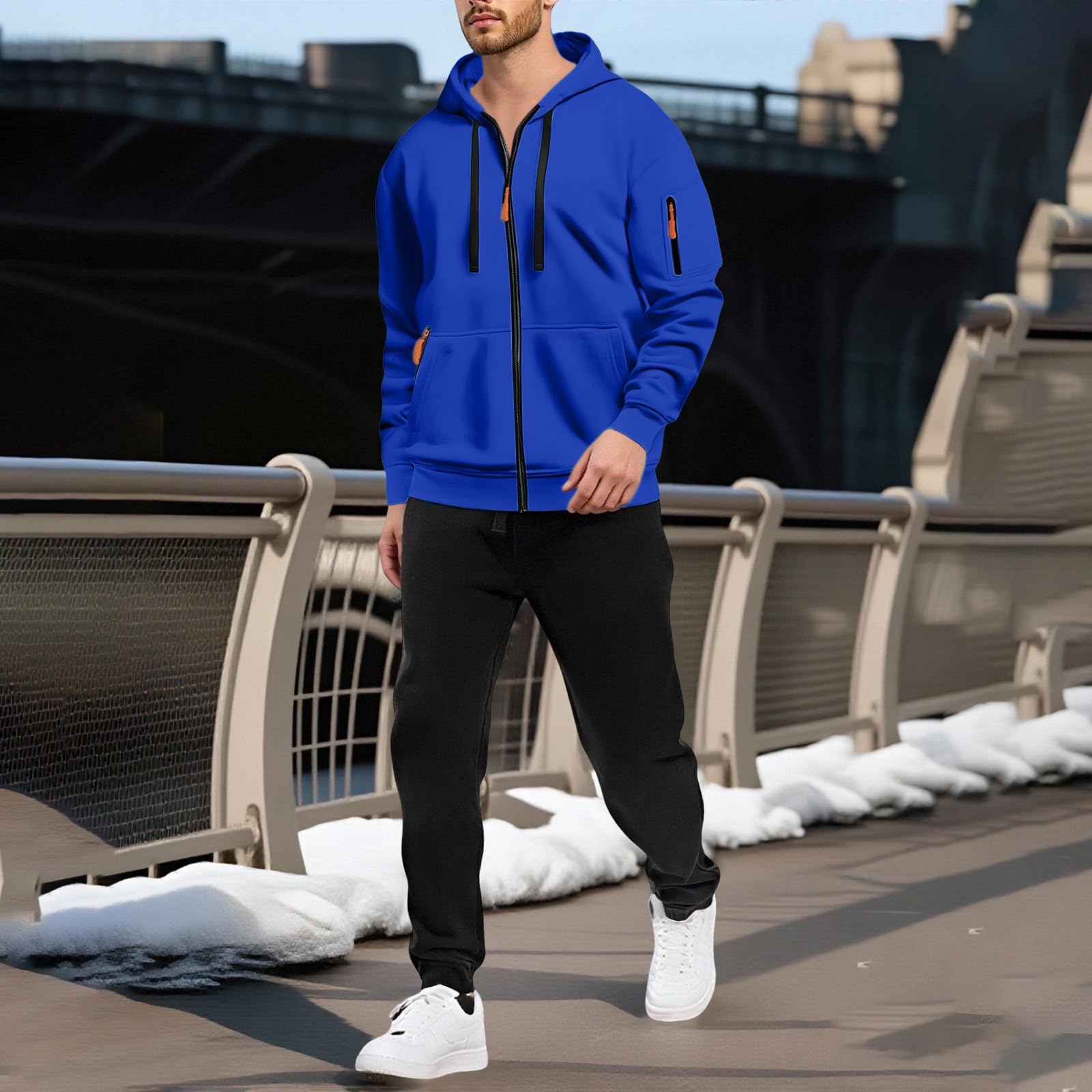 Tuta sportiva da uomo, 2 pezzi, giacca e pantaloni da jogging con cerniera