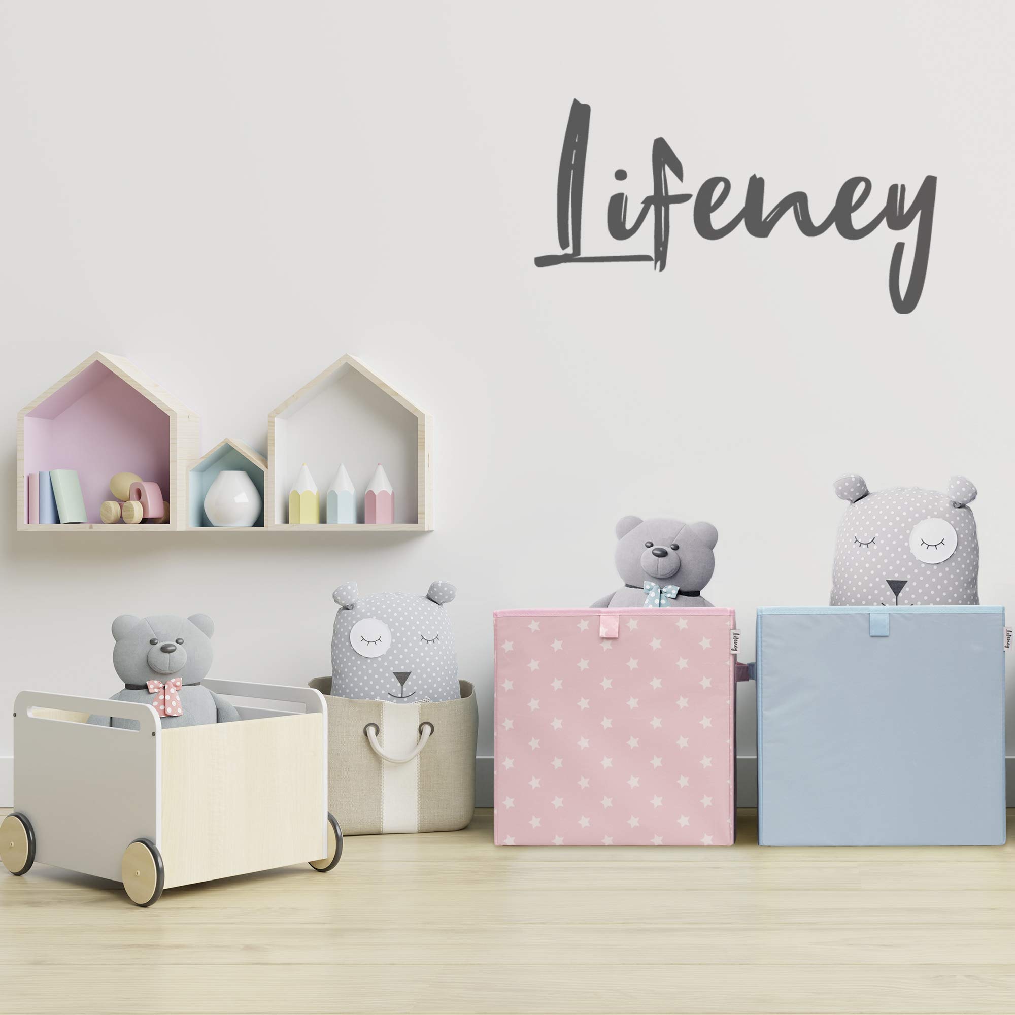 Boîte de rangement avec motif étoilé bleu clair - Boîte à jouets avec étoiles - Convient aux étagères cubiques - Boîte de rangement pour chambre d'enfant - Panier de rangement comme accessoire