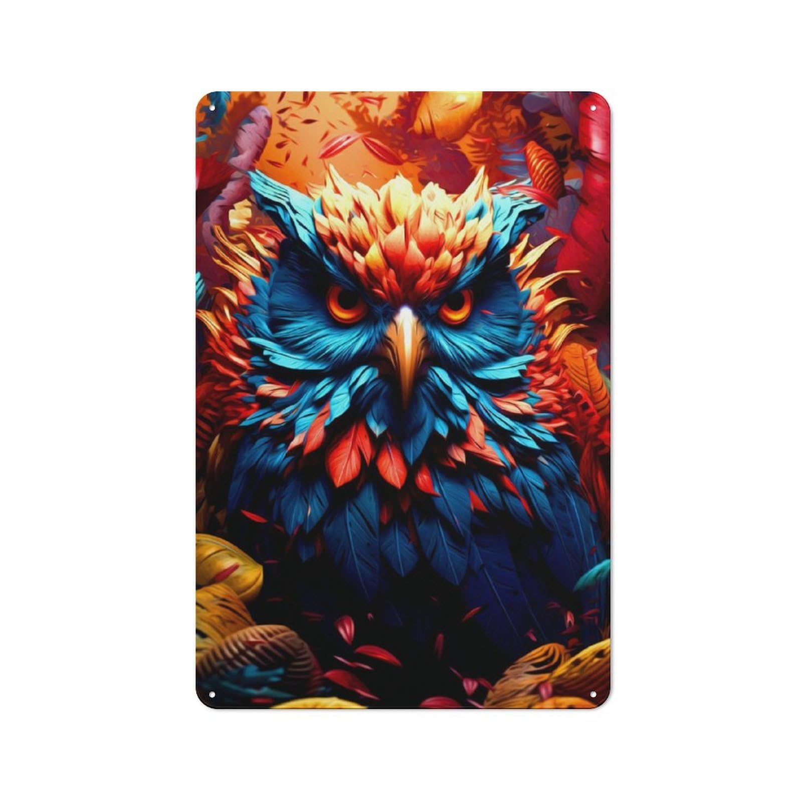 Metal Sign 30x20cm with Fantasy Owl for Pub Or Café, Vintage Decor, New Home Wall Decor for Pub Decor Enthusiasts