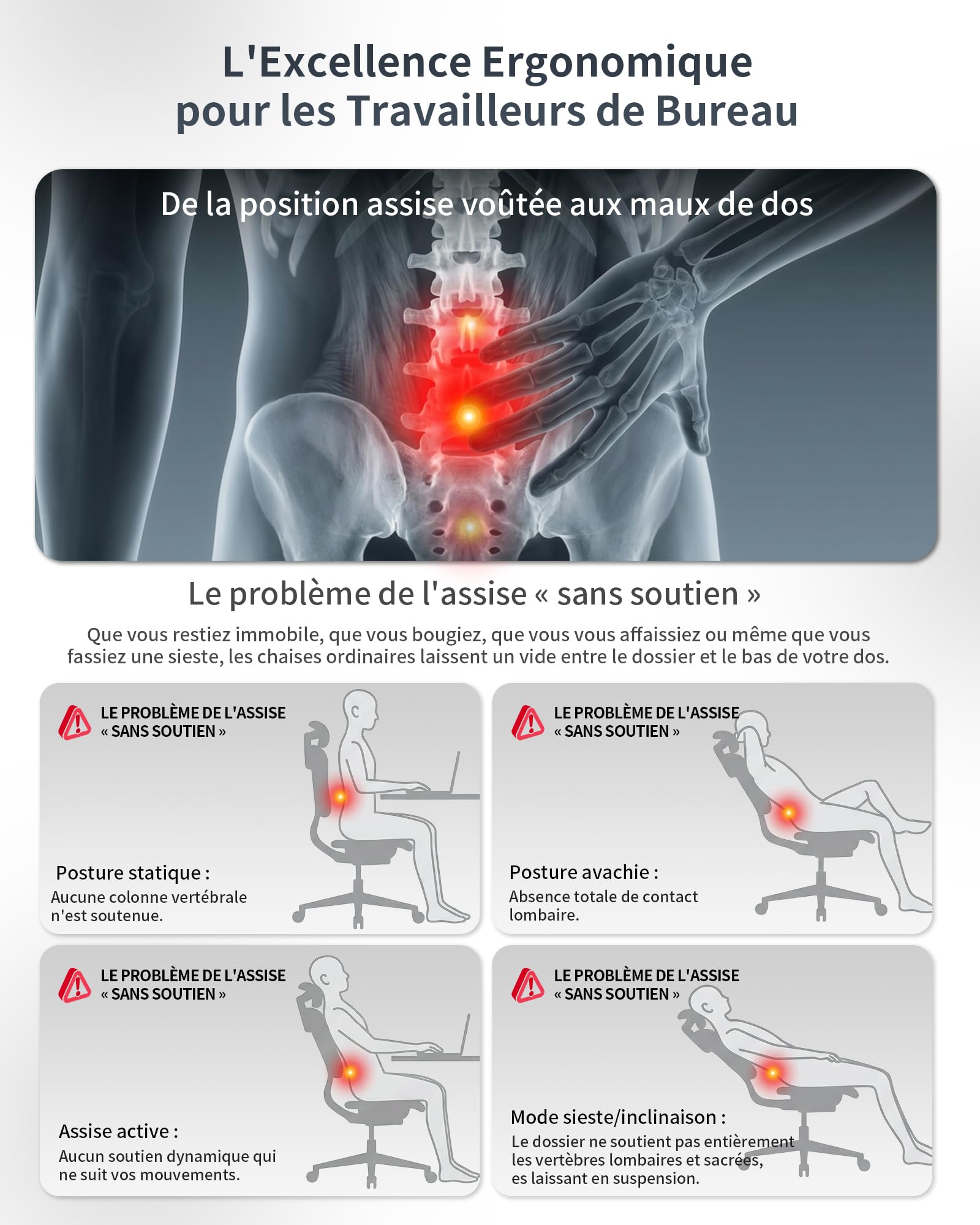 JUMMICO Chaise de Bureau Ergonomique avec Soutien Lombaire Dynamique & Repose-Pieds, Fauteuil Gaming pour Confort à Long Terme, Tissu Respirant pour Home Office, Noir