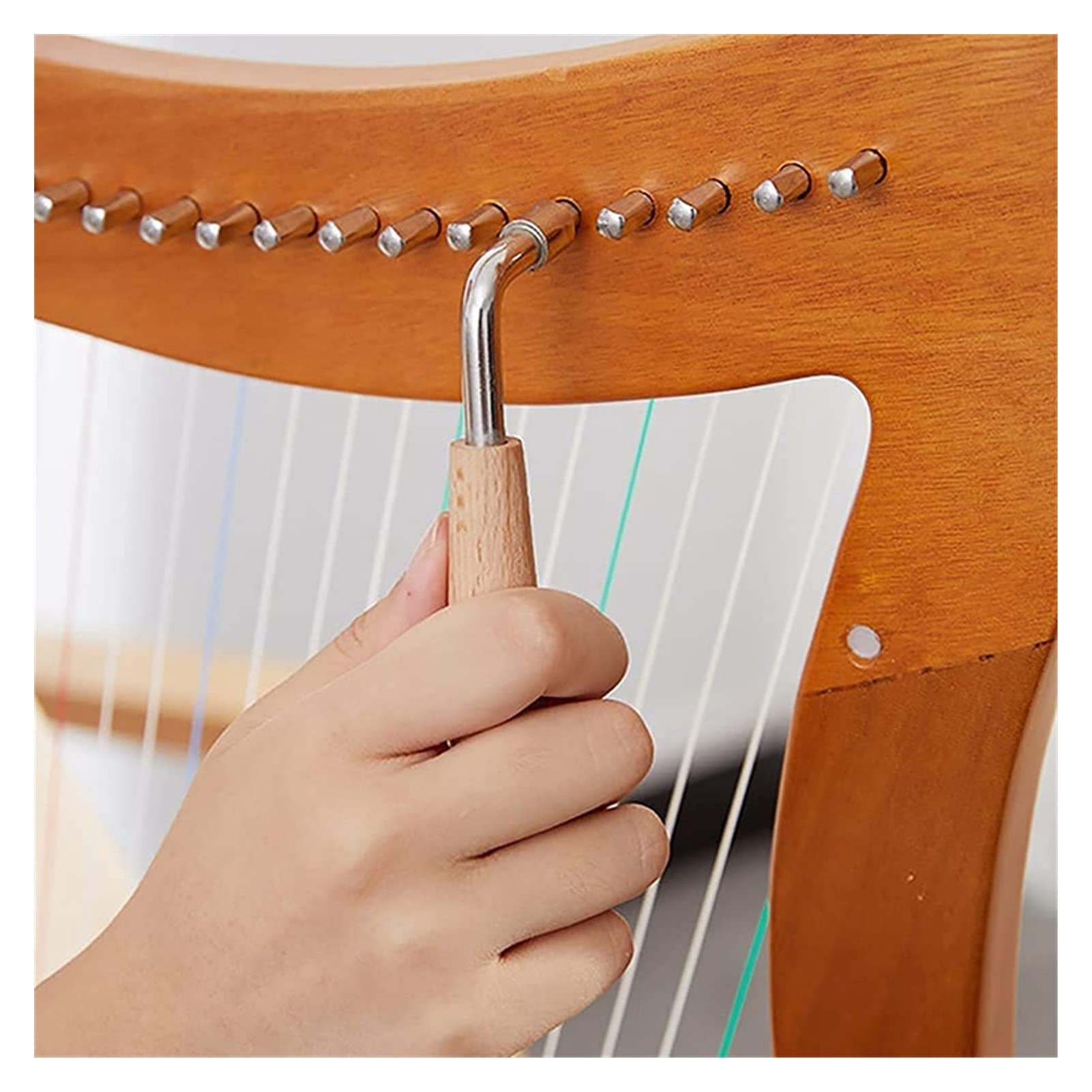 TSTS Lyre Instrument 19 Saiten Lyre Harp Holz Lyre Mit Tuning-Schraubenschlüssel Für Musikliebhaber Anfänger Kinder Erwachsene Musikinstrument