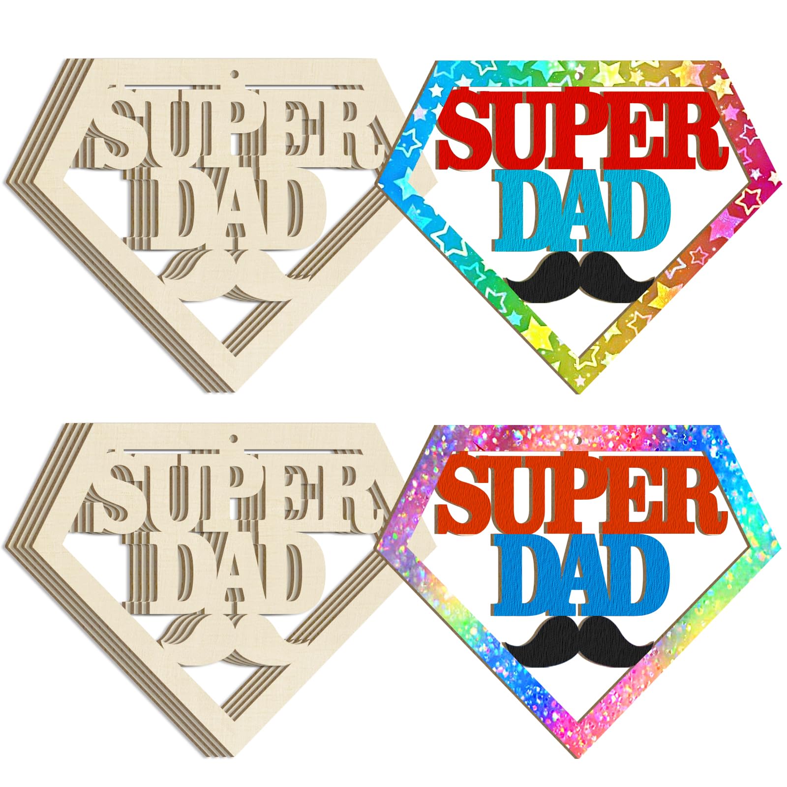 Wooden DAD Letter Ornaments to Paint 7 Inch, Large Size Father's Day Wooden Daddy Cutout DIY Blank Unfinished Wood Father's Gifts Ornament for Crafts