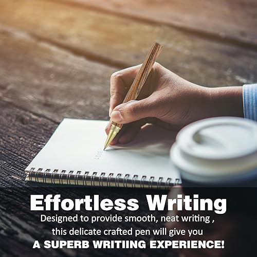 Miniatura 2 de Cobee Bolígrafos de madera vintage, hechos a mano con 2 recambios de tinta negra de 0.020 in y caja de regalo, bolígrafo de lujo de punta fina para