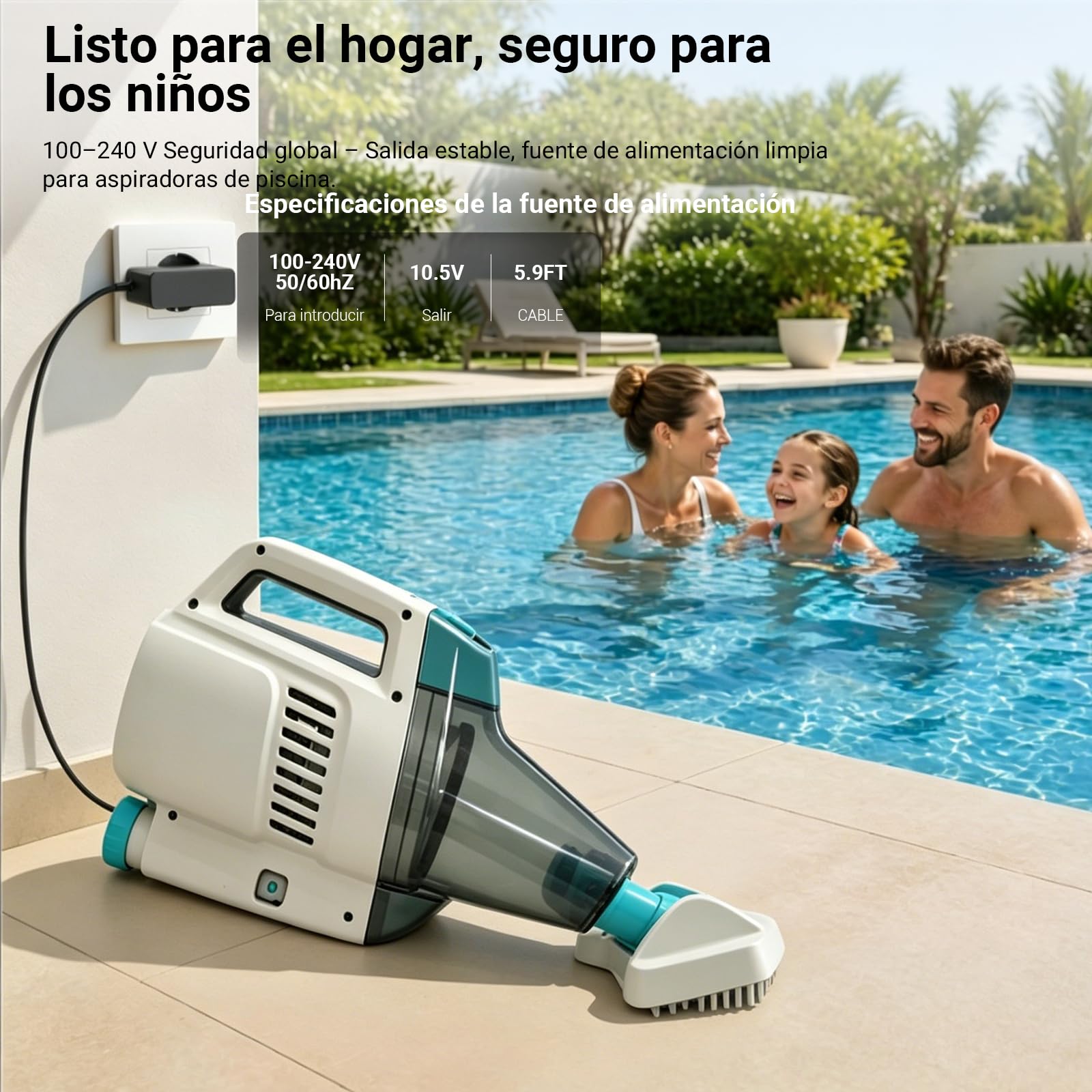 Bouge Limpiafondos Piscina Adaptador Compatible con Intex ZR200 28627 28627E 28628 Aspiradora para Piscina y SPA Repuesto Cargador Cable