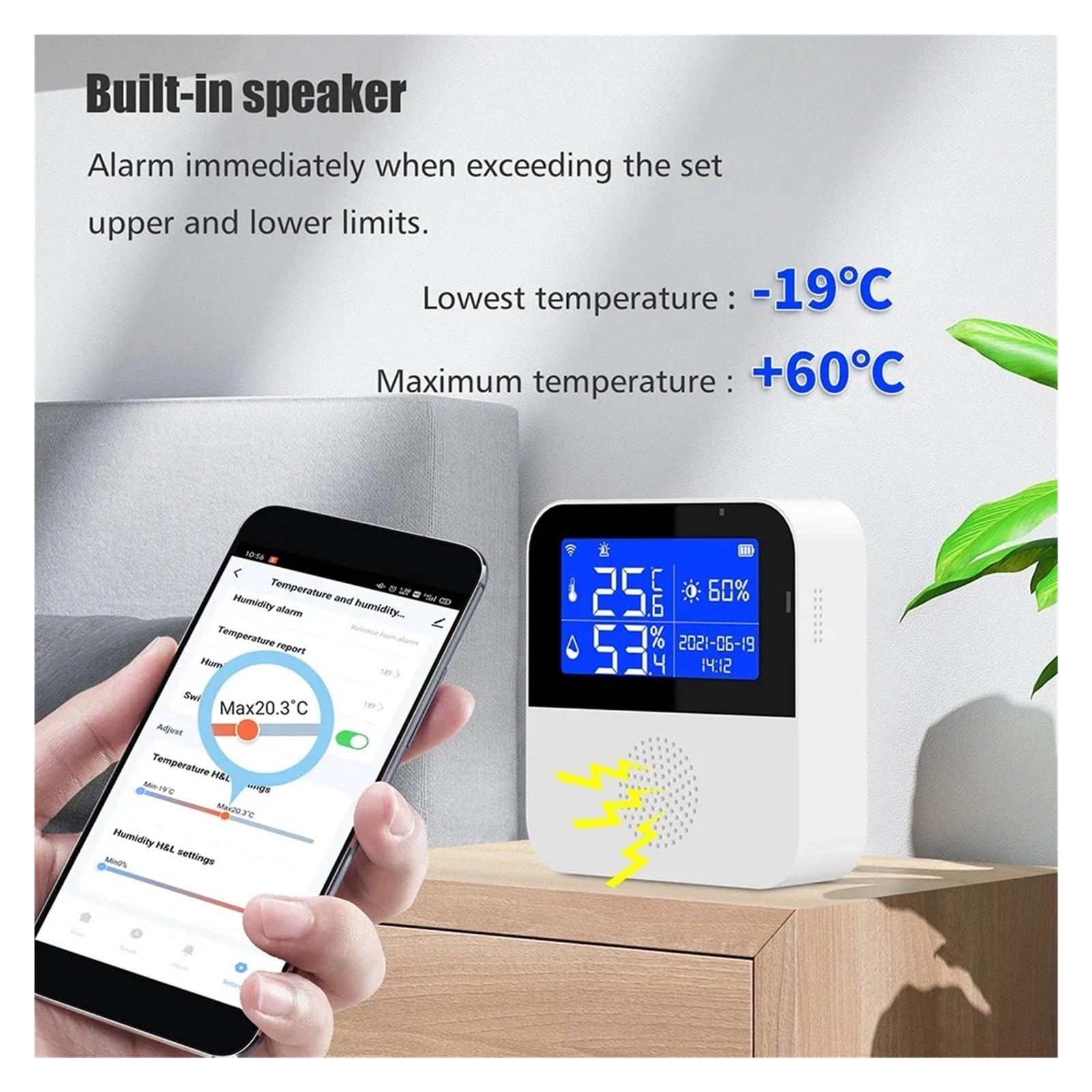 Thermohygromètre Tuya – Capteur De Température Et D'humidité WiFi, avec Sonde De Thermomètre Externe, Affichage LCD, Hygromètre D'intérieur, Application Smart Life