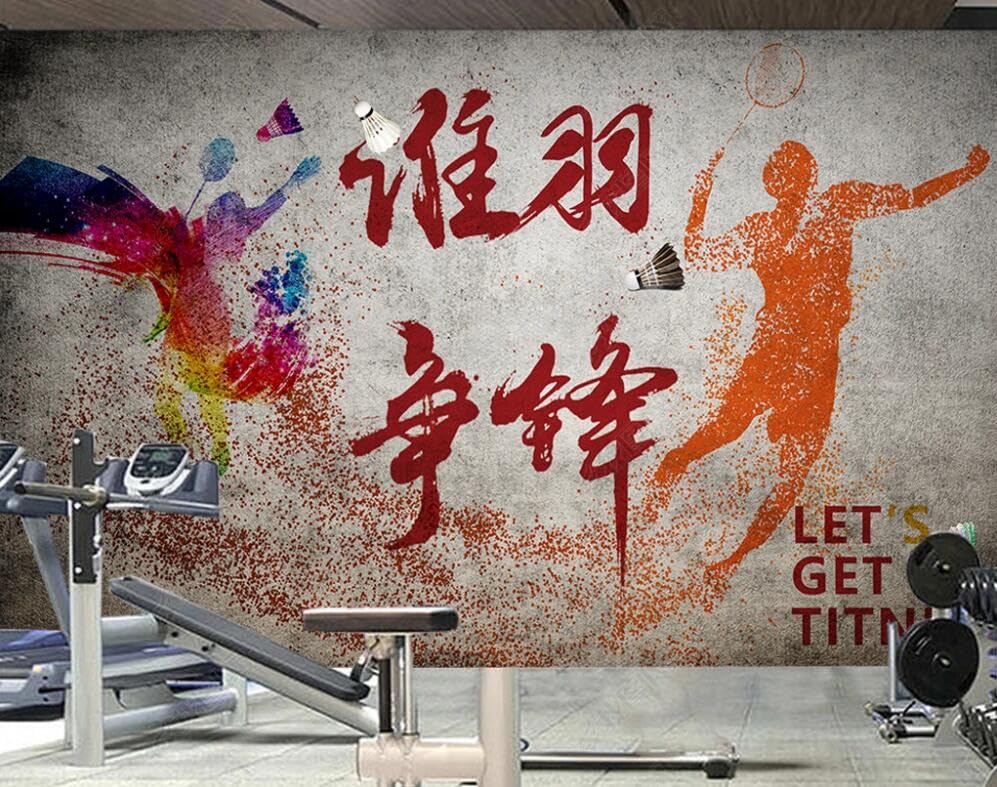Papier peint mural photo 3D badminton pour décoration de hall