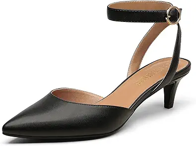 DREAM PAIRS Low Heels for Women Wedding Dress Closed Toe Pump Shoes