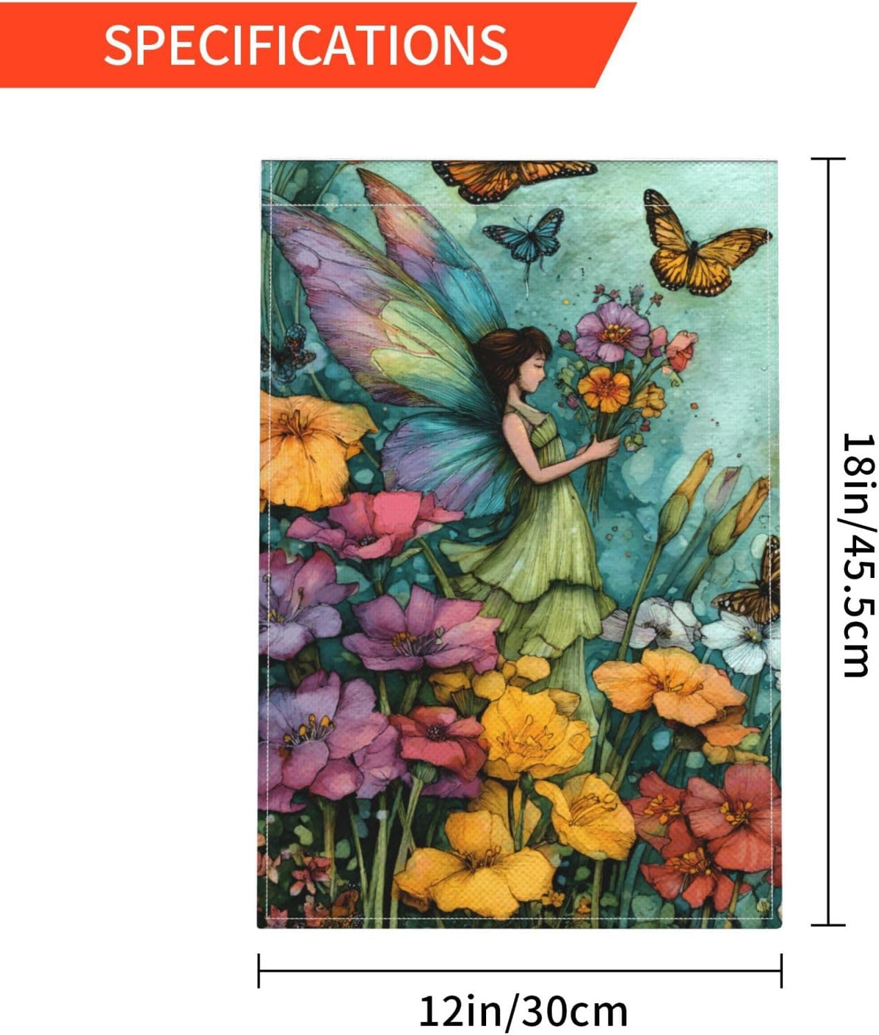 Beautiful Fairy Garden Flag 12x18 Inch Double Sided Outdoor Flag Decorations Burlap Yard Flag For Holiday Outside Home - Image 3