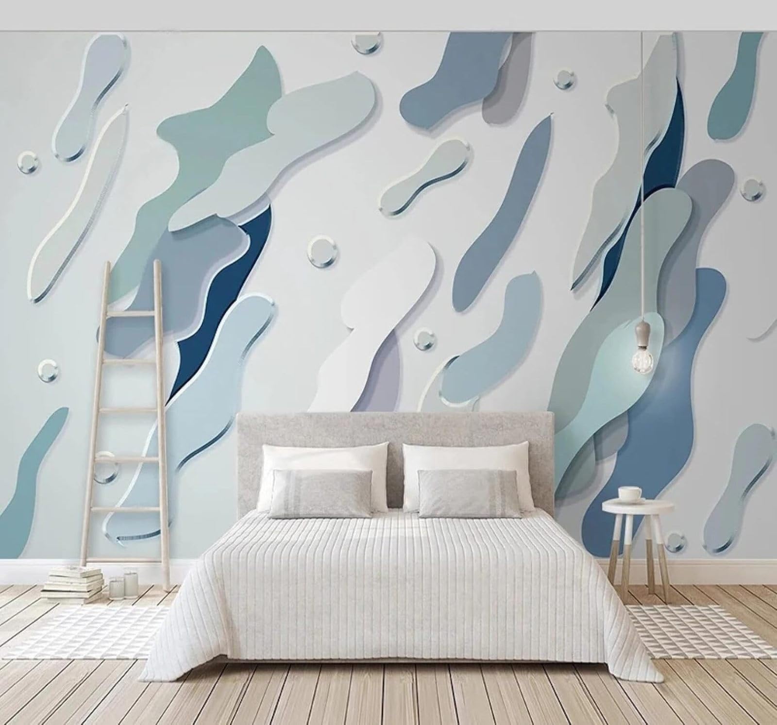 XLMING Abstract Blue Geometric Art Unique 3D Wallpaper Luxury Home Dining Decor Paste Sofa Living Room The Wall for Bedroom Mural-250cm×170cm